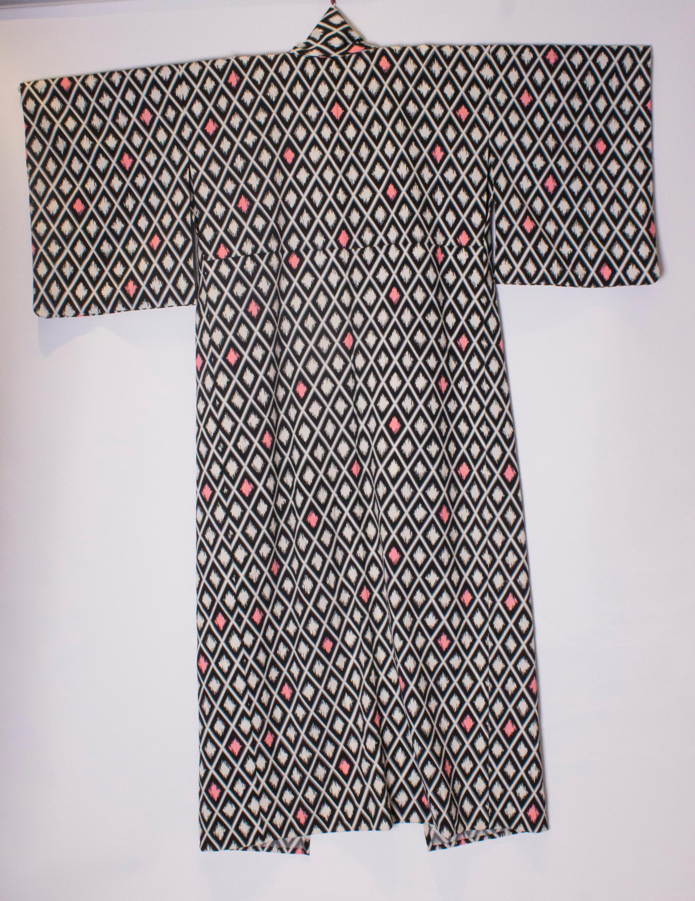 1980s Cotton Kimono with Geomettric Print 3