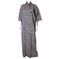 1980s Cotton Kimono with Geomettric Print
