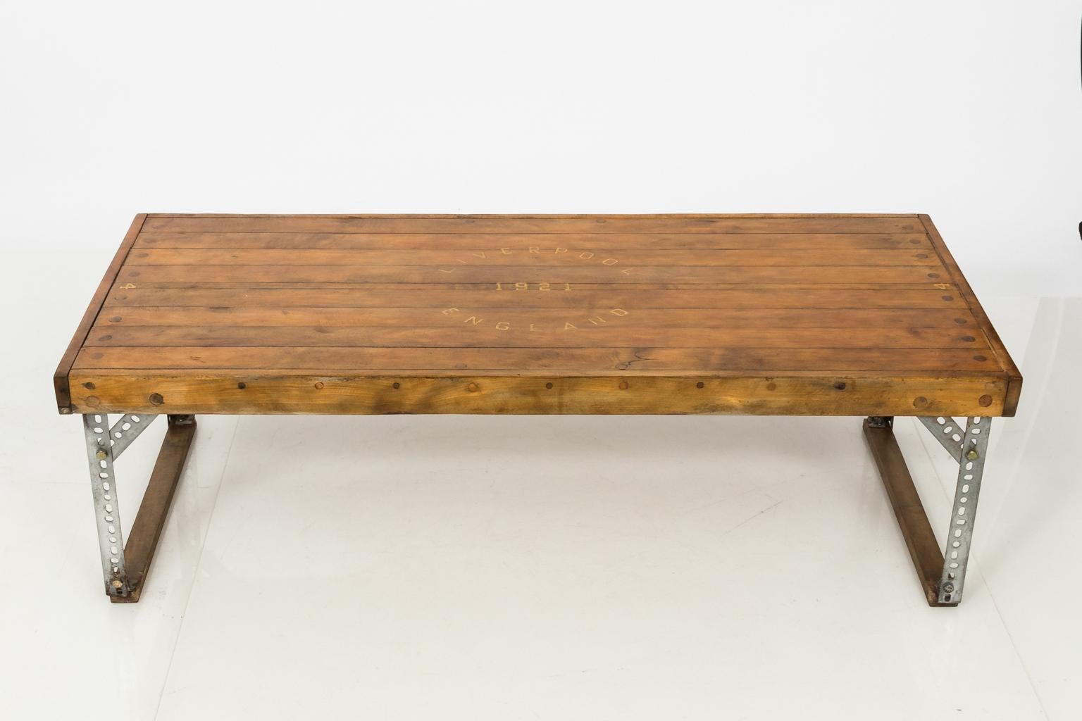 Custom made, one of a kind coffee table made from reclaimed materials. Unique table hand finished by artisan.
 