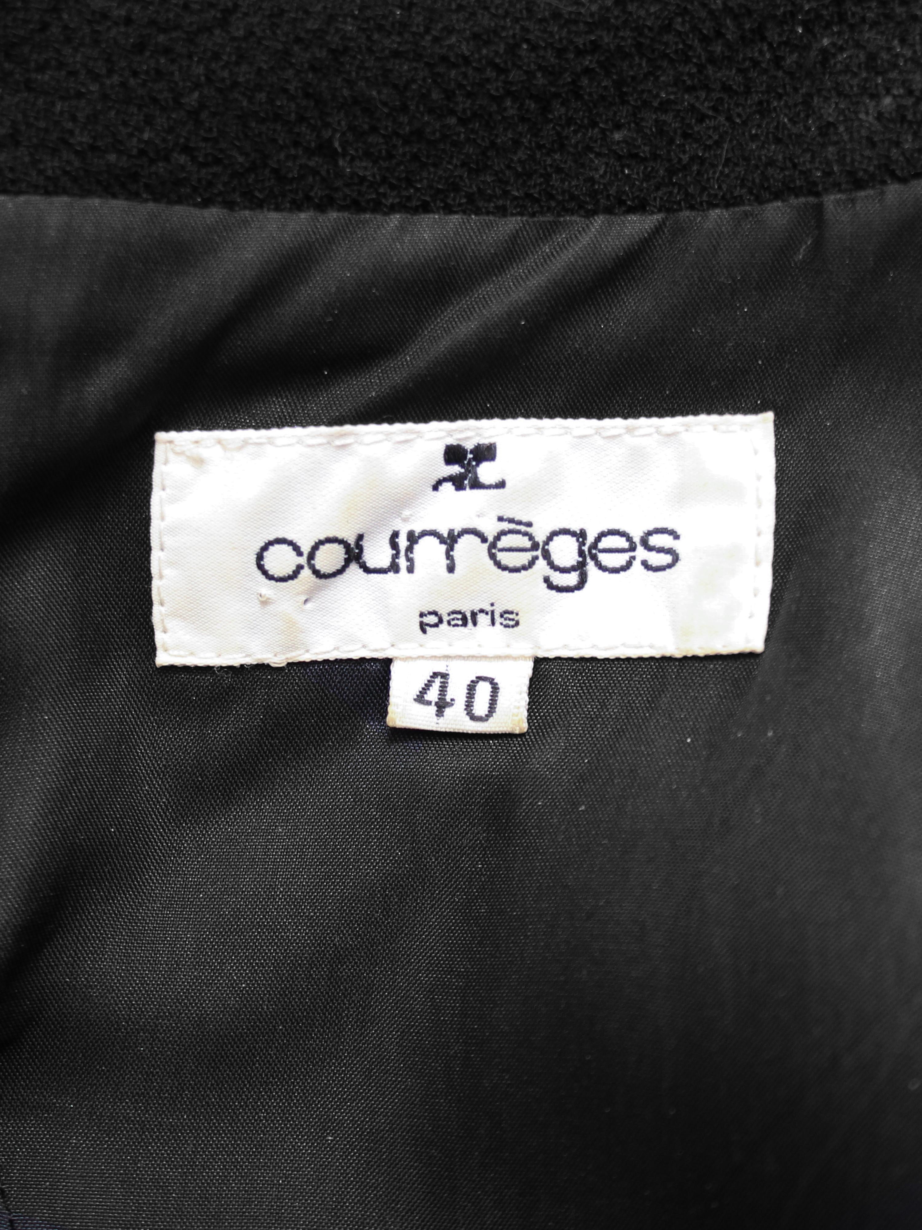 1980's Courreges Black Wool A-Line Mod Shift Dress For Sale 3