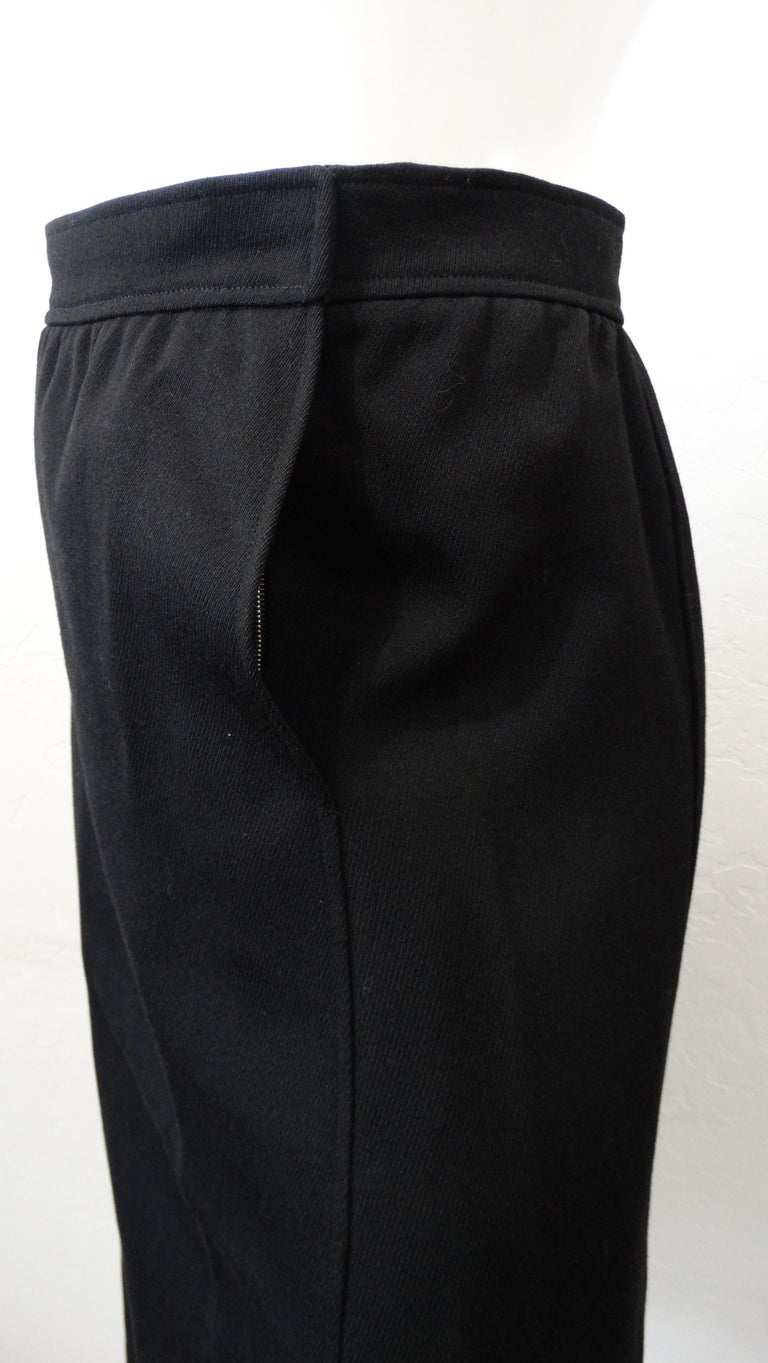 Courréges Paris 1980s Black Wool Skirt For Sale at 1stDibs
