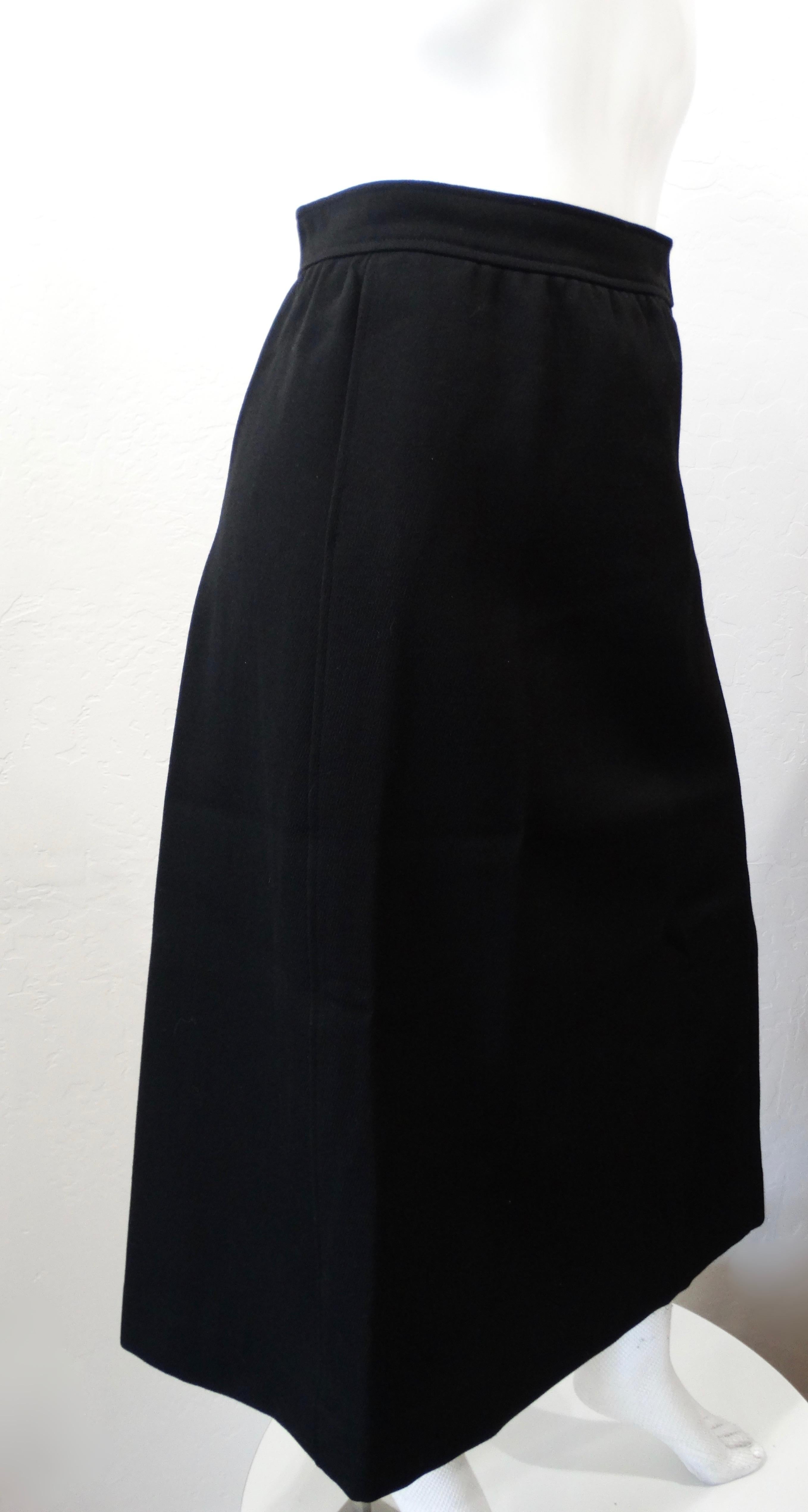 Courréges Paris 1980s Black Wool Skirt 1