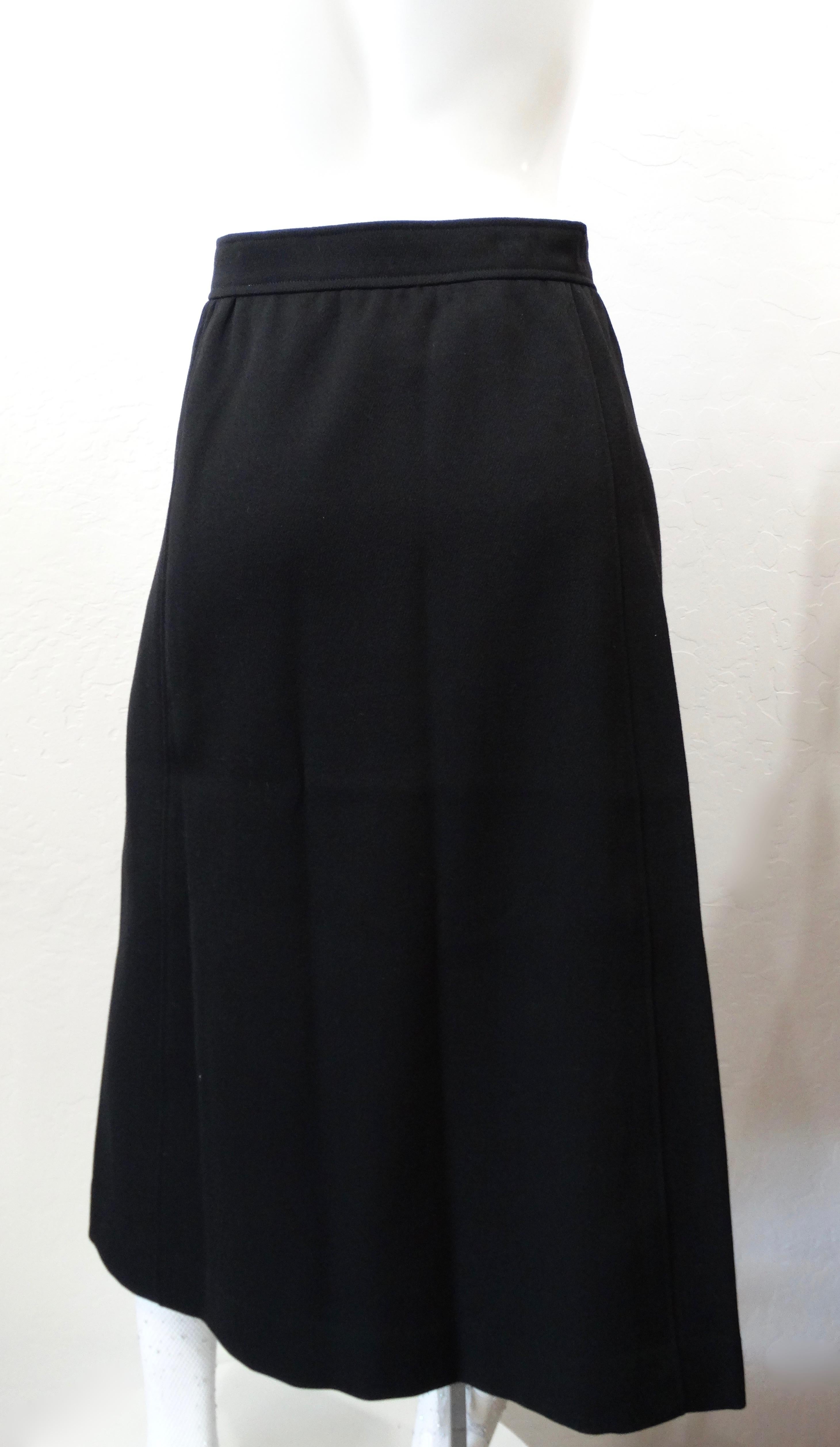Courréges Paris 1980s Black Wool Skirt 2