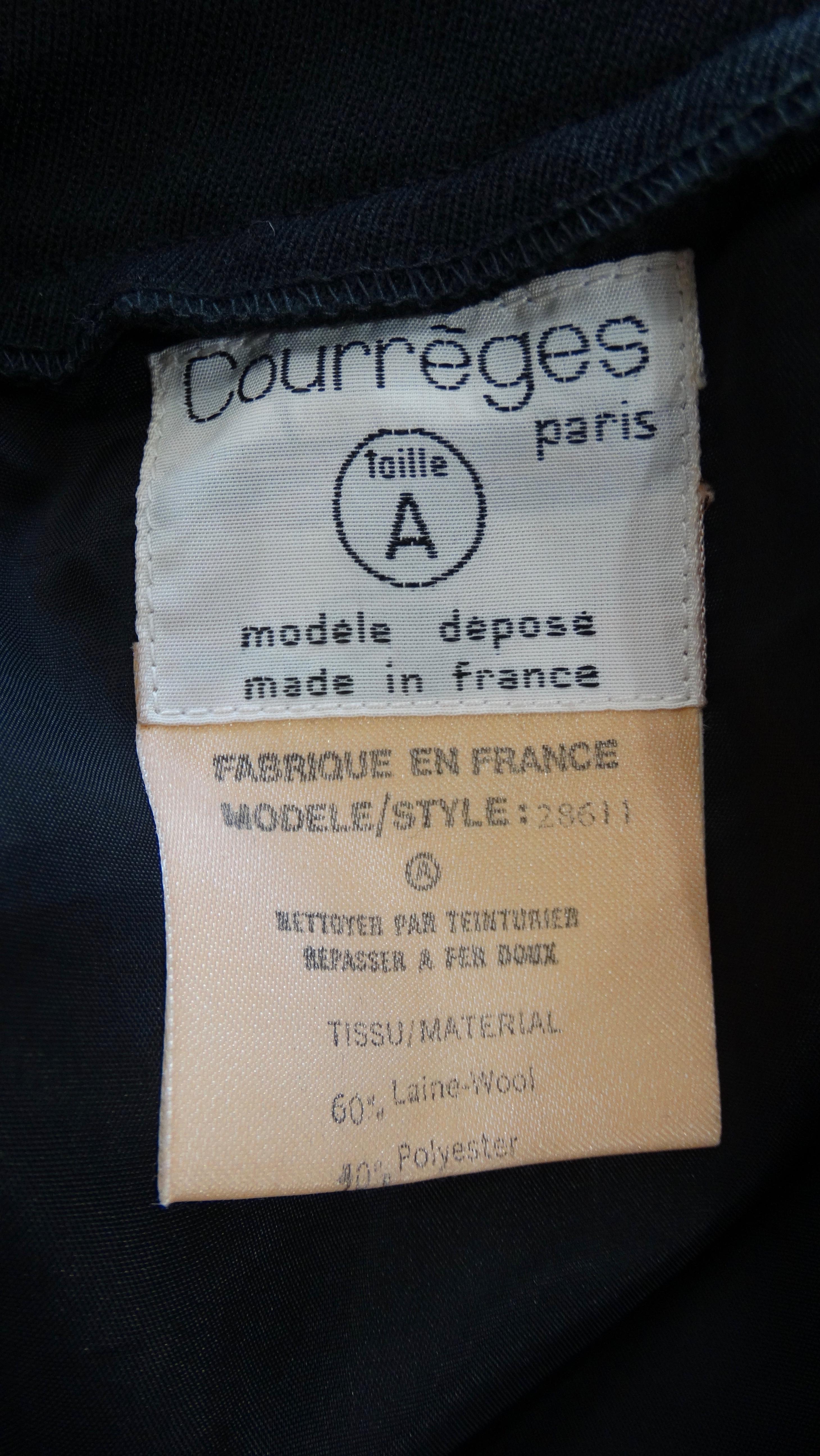 Courréges Paris 1980s Black Wool Skirt 4