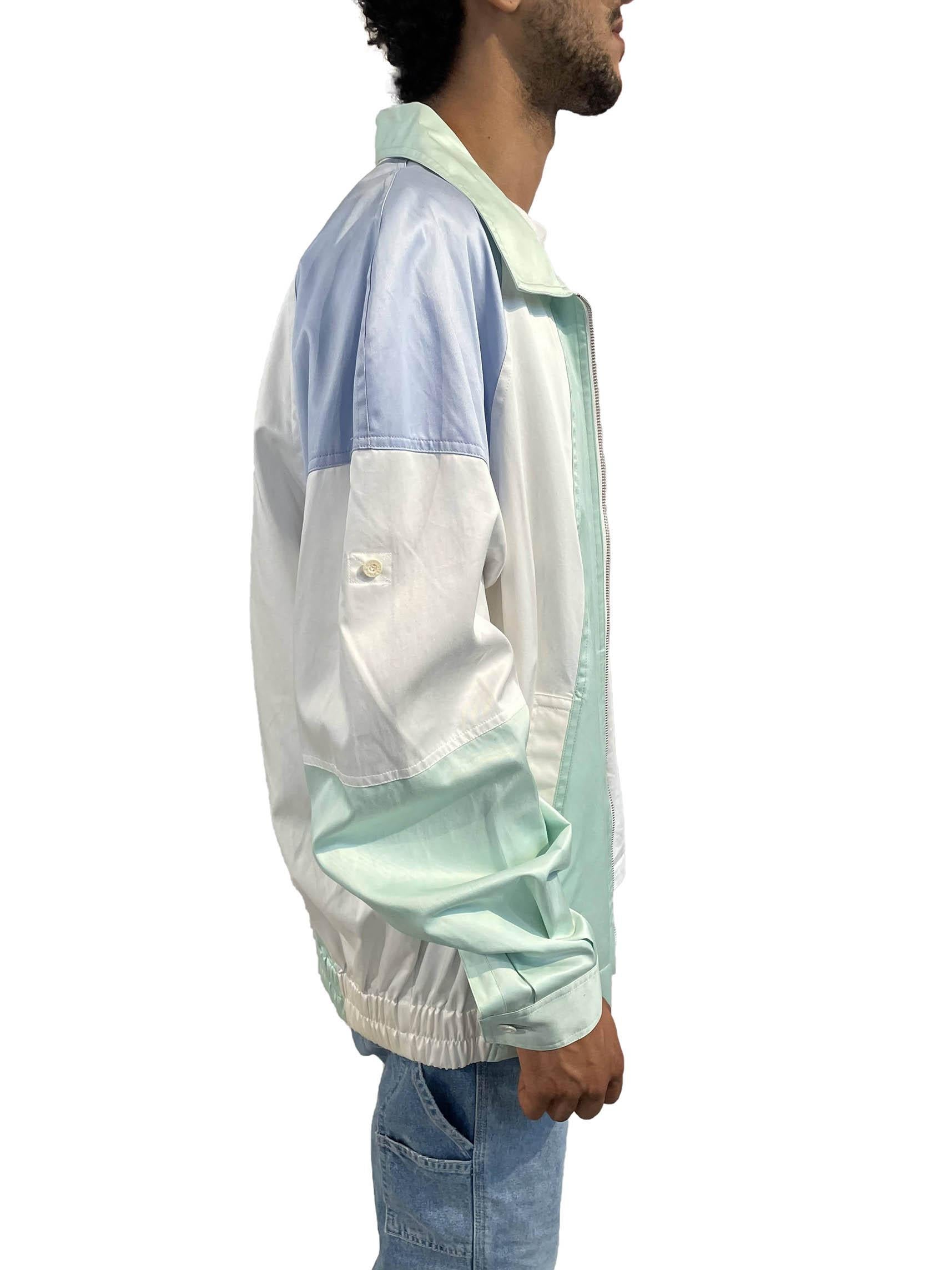 Gris Courrèges - Veste de sport des années 1980 en coton pastel à blocs de couleur pour hommes en vente
