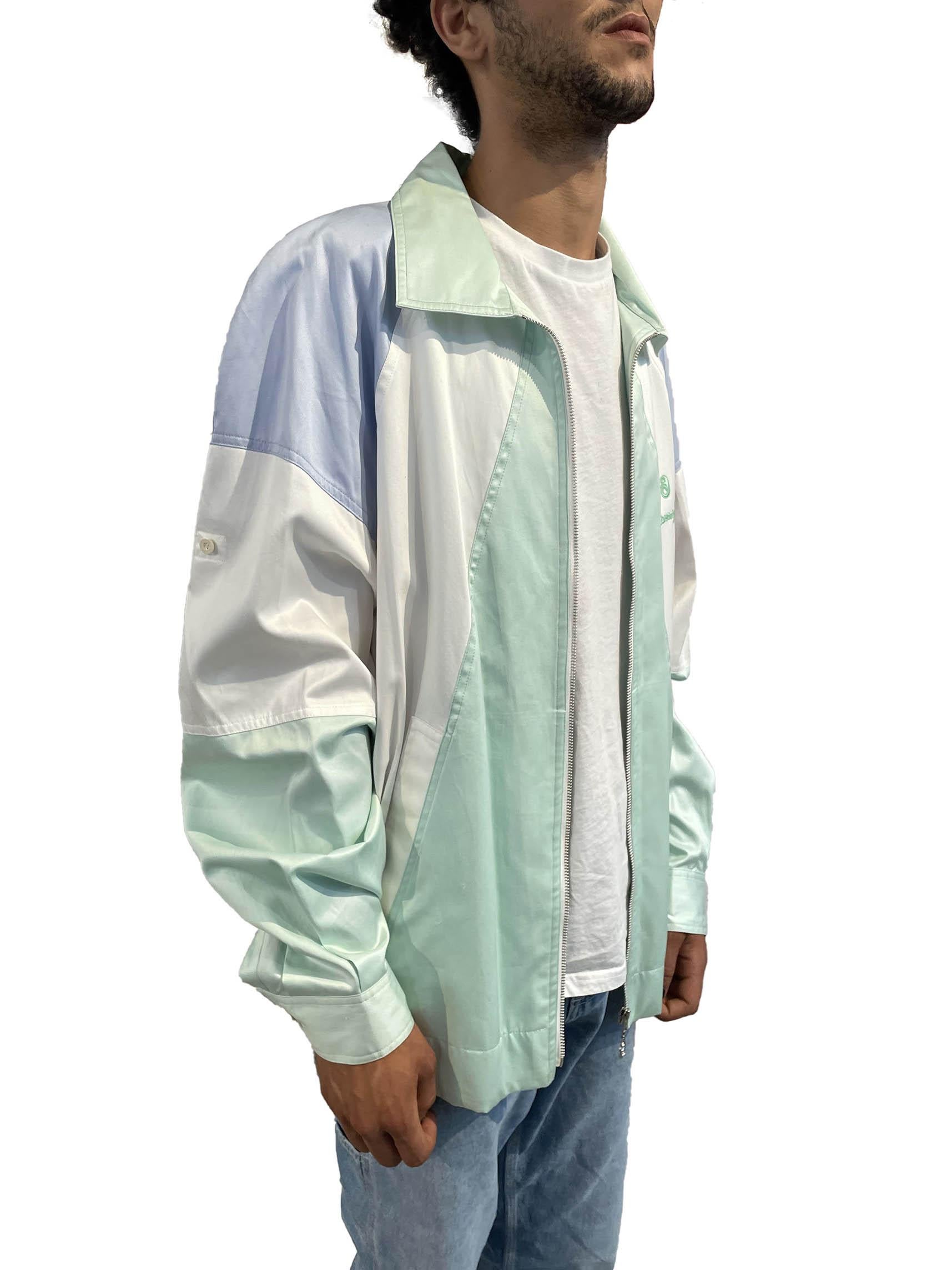 Gray 1980S Courreges Pastel Cotton Color Blocked Men's Sport Jacket For Sale