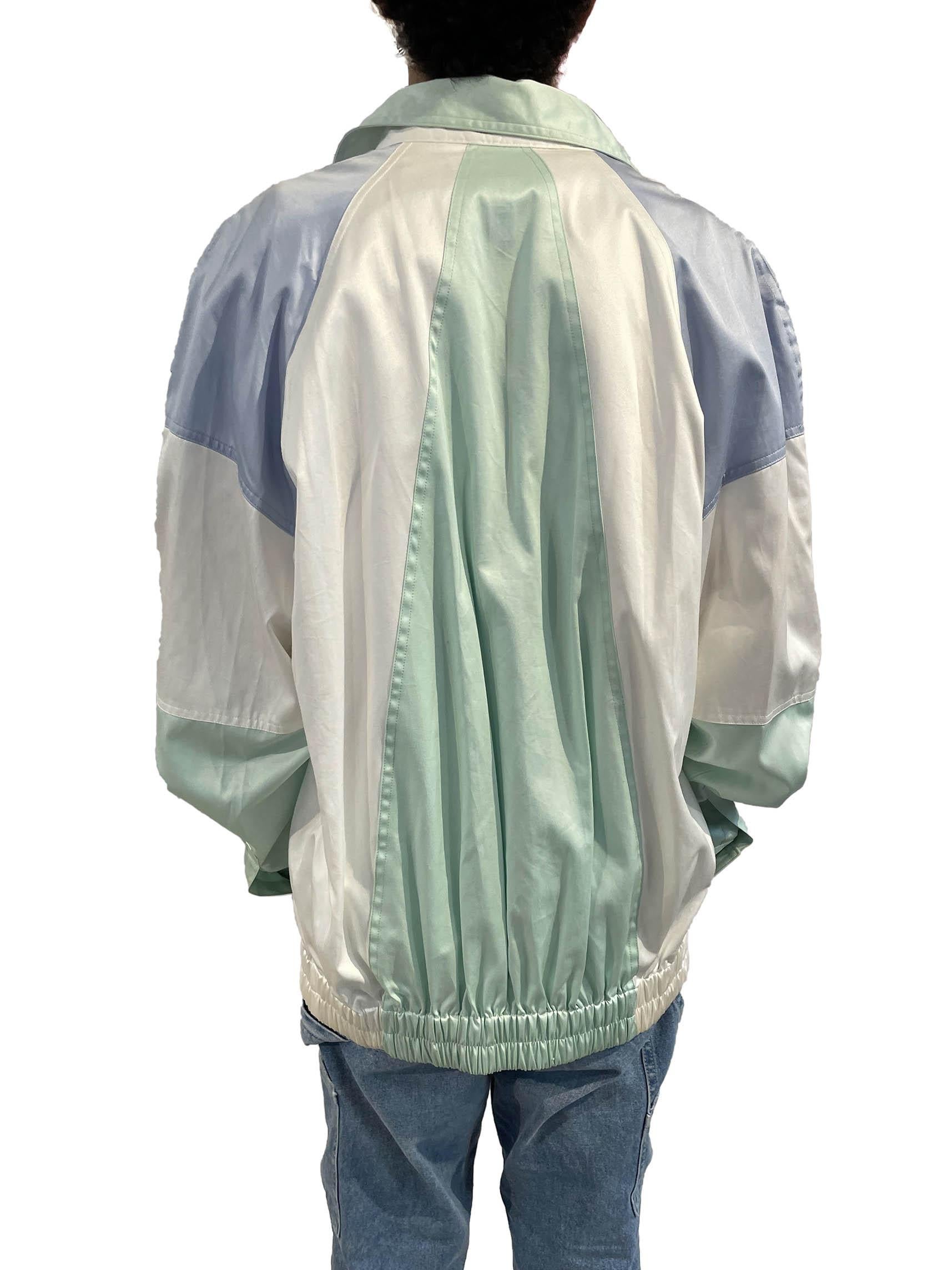 1980S Courreges Pastel Cotton Color Blocked Men's Sport Jacket In Excellent Condition For Sale In New York, NY