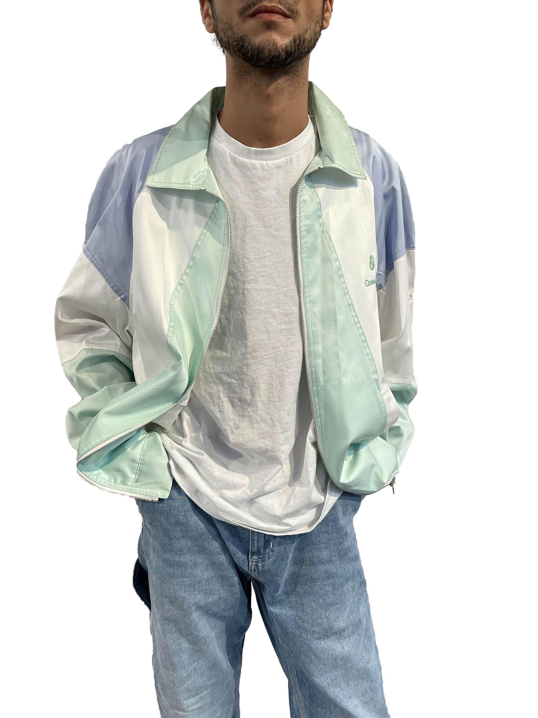 Women's or Men's 1980S Courreges Pastel Cotton Color Blocked Men's Sport Jacket For Sale