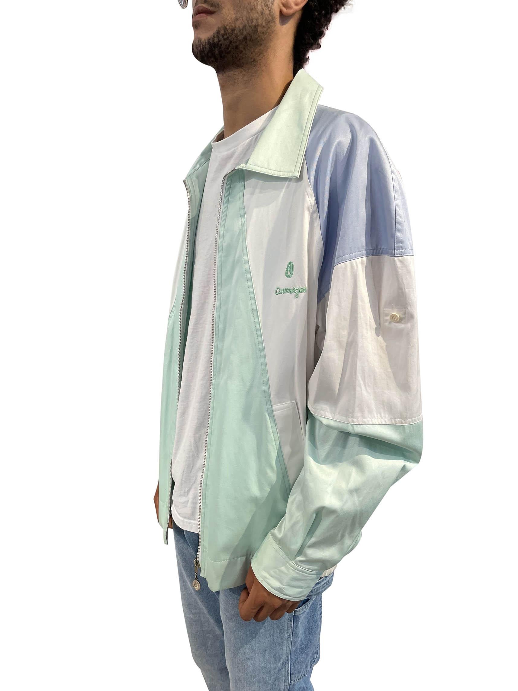 1980S Courreges Pastel Cotton Color Blocked Men's Sport Jacket For Sale 1