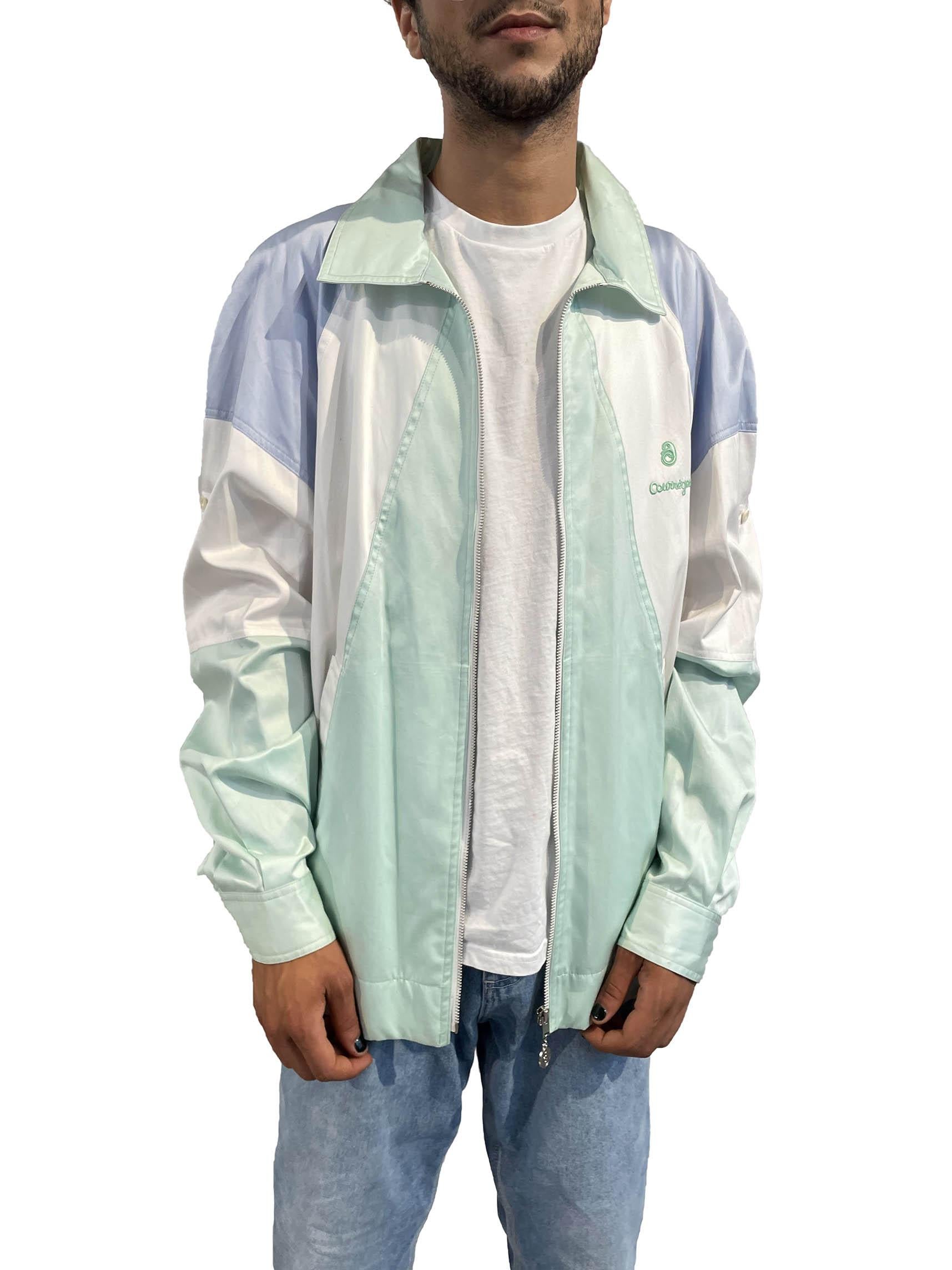 1980S Courreges Pastel Cotton Color Blocked Men's Sport Jacket For Sale 2