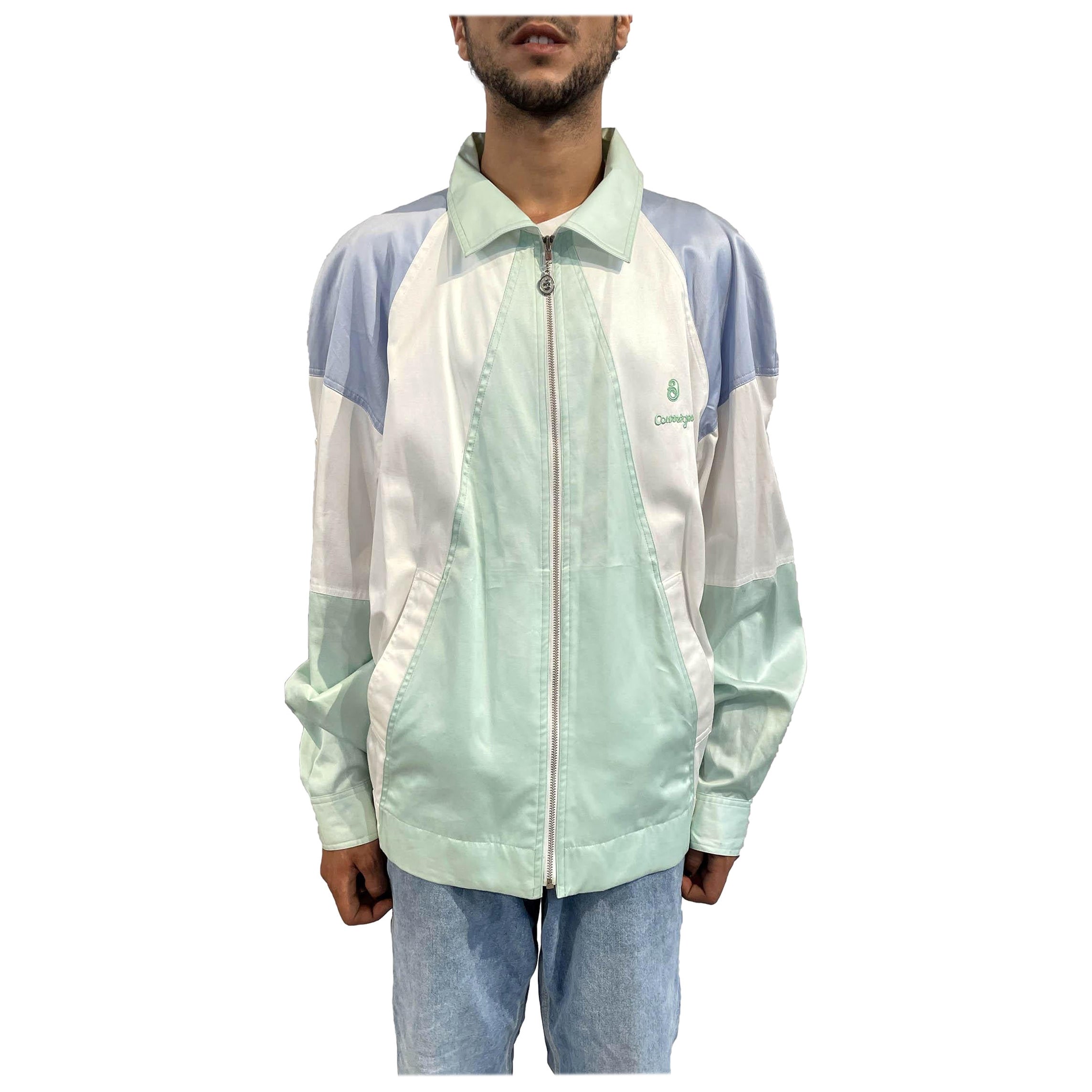 Giacca sportiva da uomo Courreges anni '80 in cotone pastello a blocchi di colore in vendita