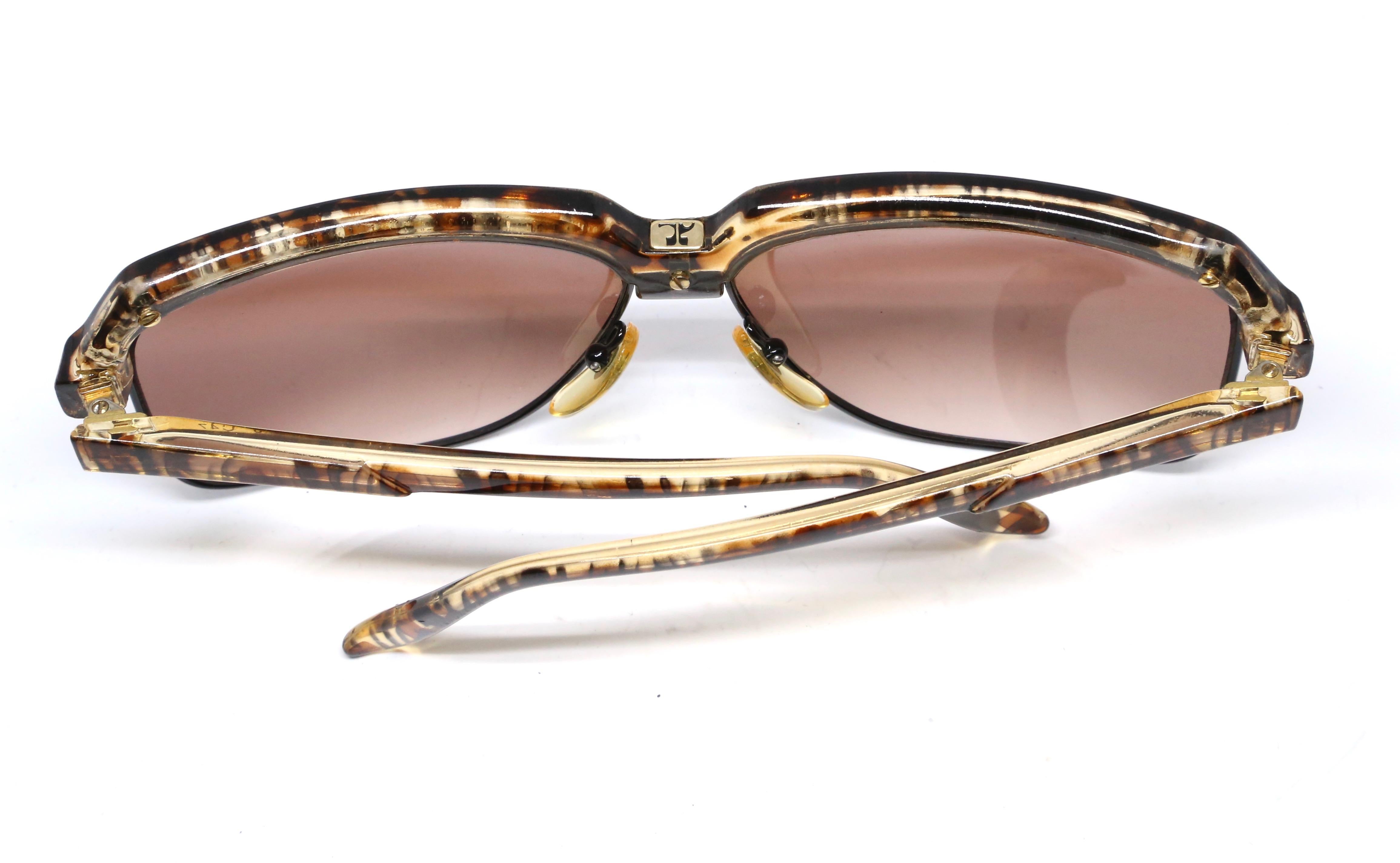 1980's COURREGES tortoise plastic and metal sunglasses For Sale 2