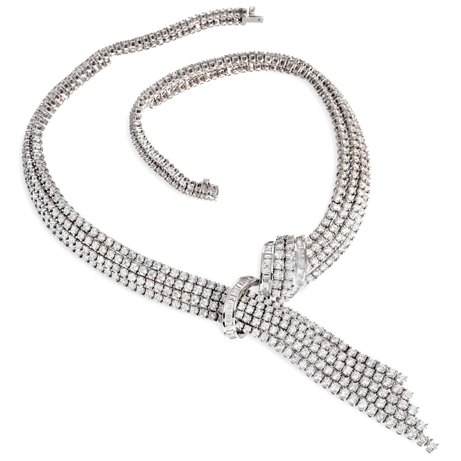 1980er Jahre Couture 45,80 Karat 18K Gold Diamant-Schal-Halskette  im Zustand „Hervorragend“ in Miami, FL