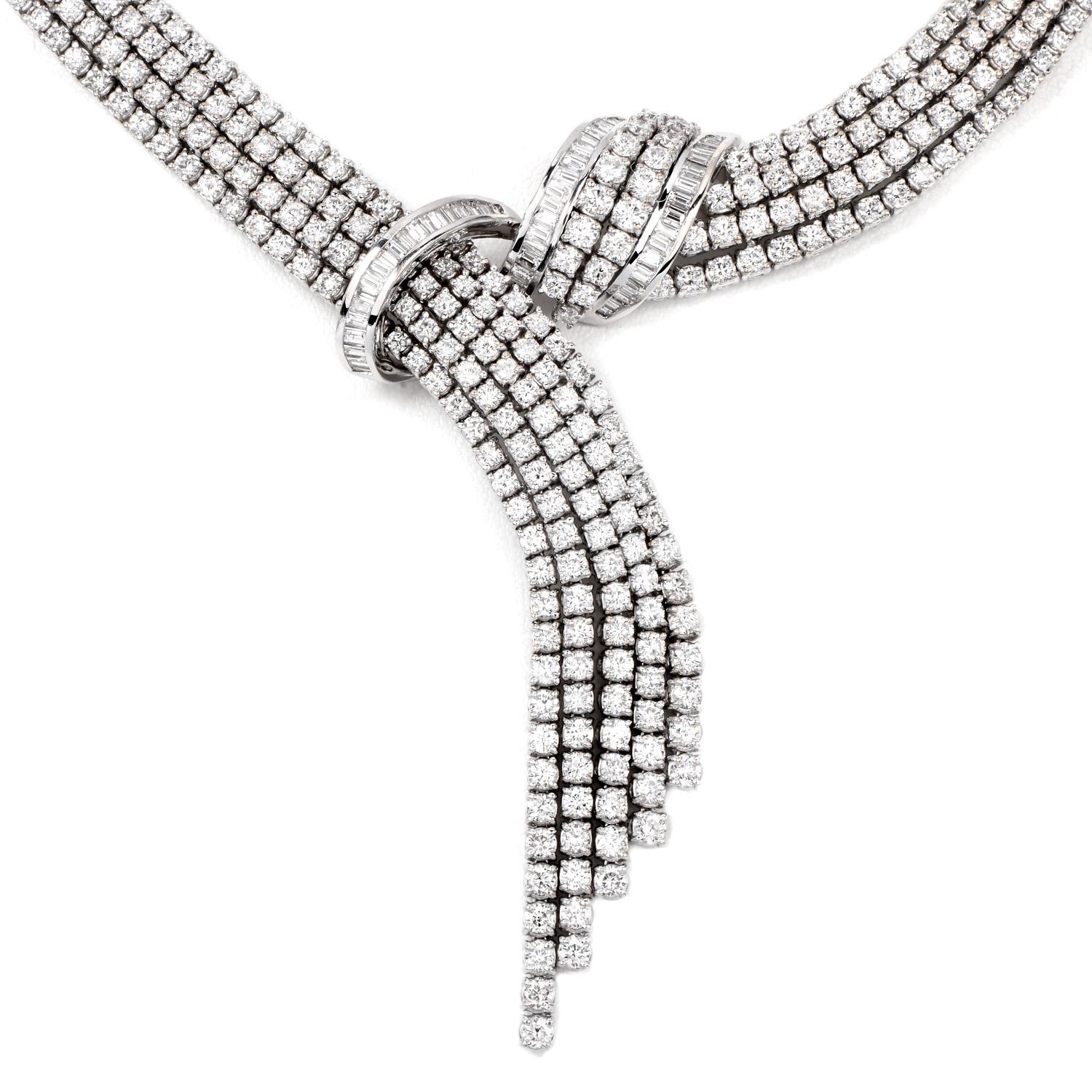 1980er Jahre Couture 45,80 Karat 18K Gold Diamant-Schal-Halskette  Damen