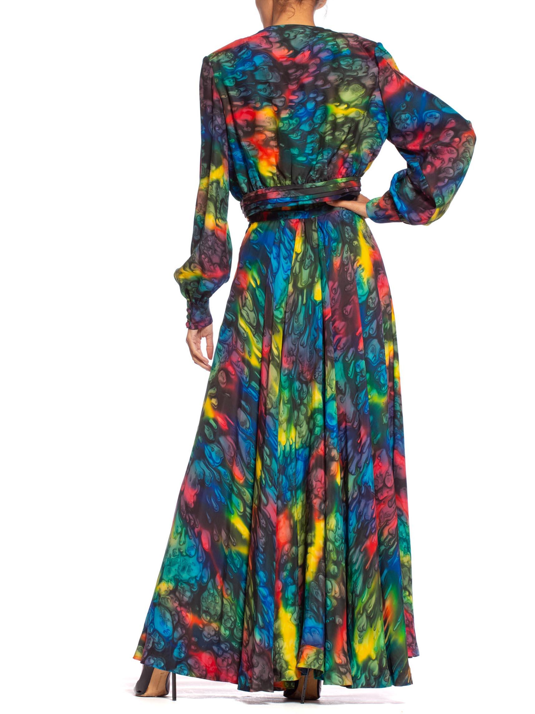 1980S Rainbow Haute Couture Silk Tie-Dye Gown With Matching Jacket 3