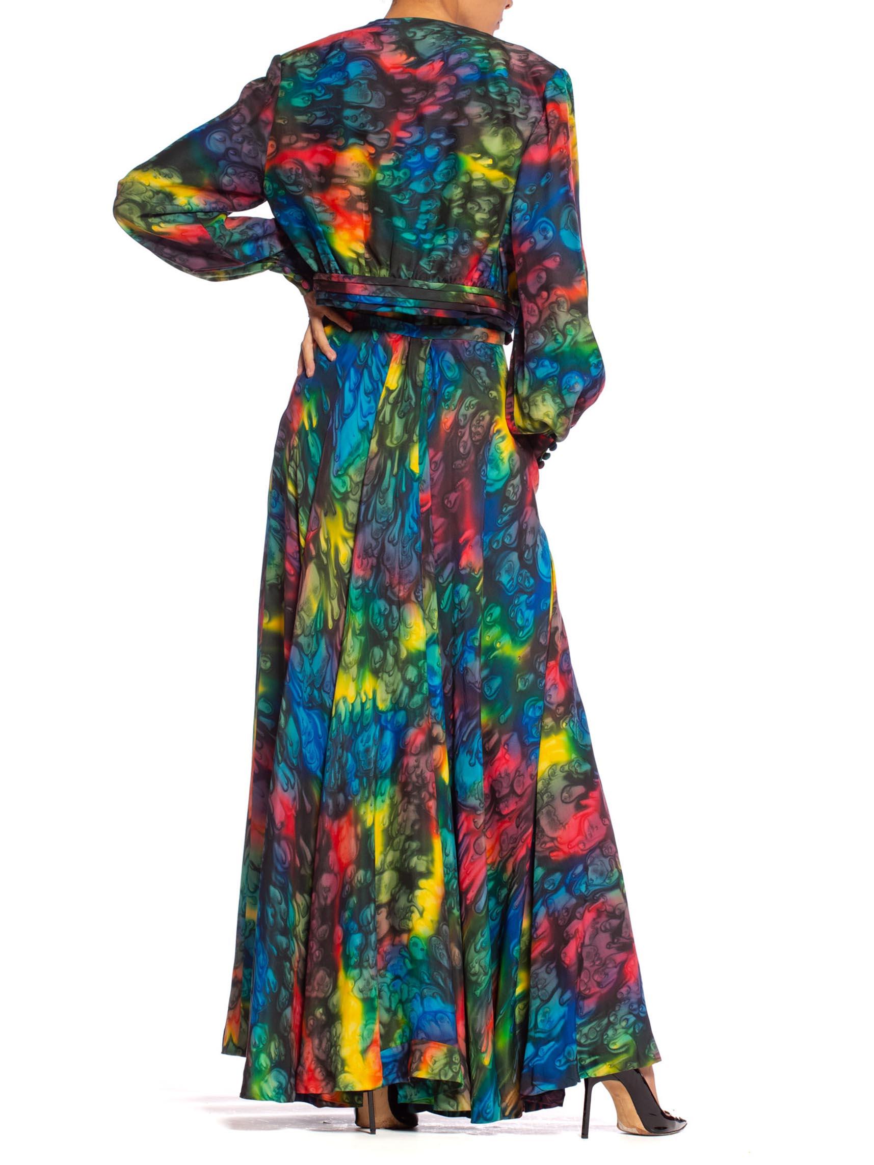 1980S Rainbow Haute Couture Silk Tie-Dye Gown With Matching Jacket 2