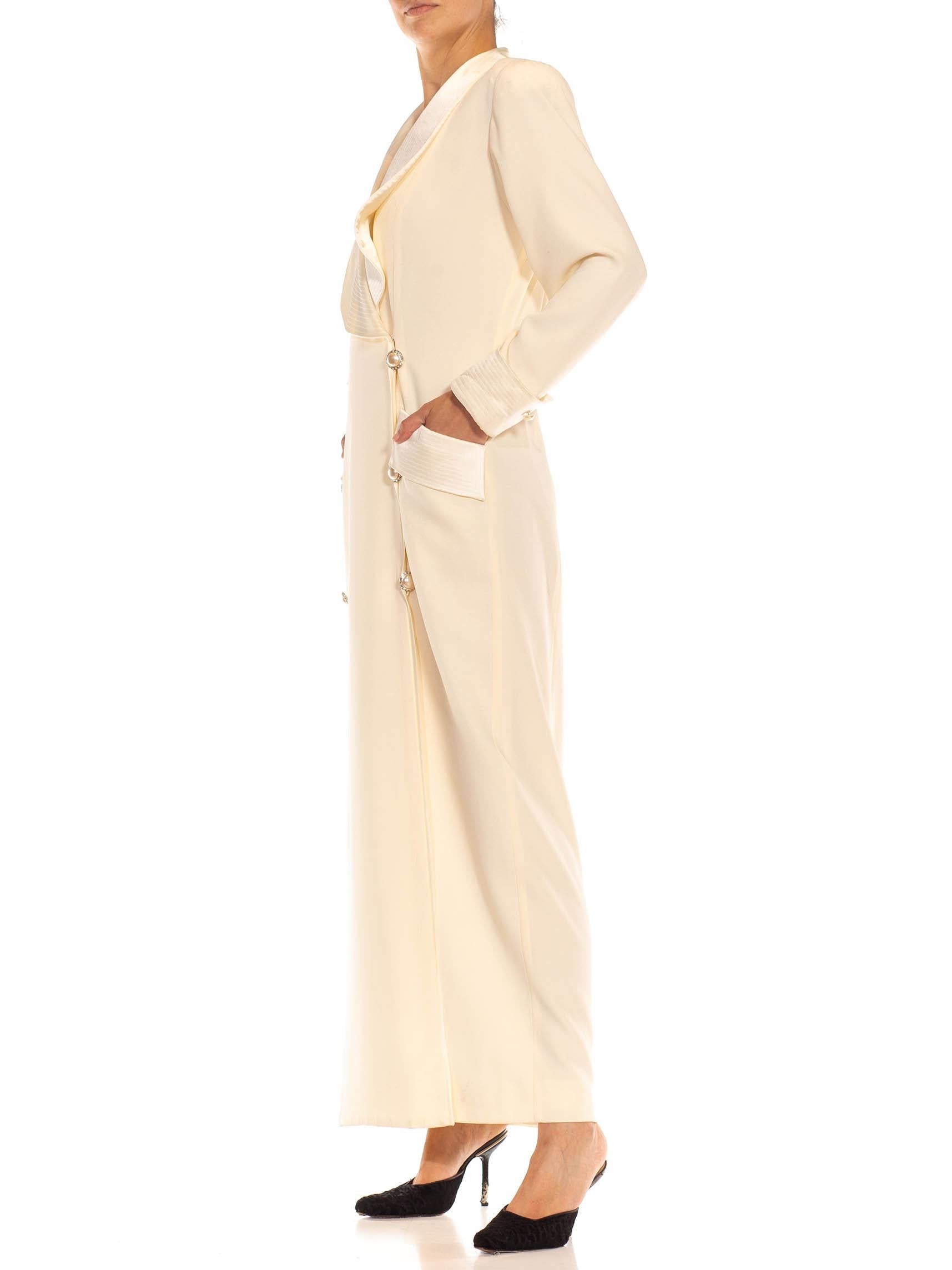 White 1980S Cream Polyester Glam Dress For Sale