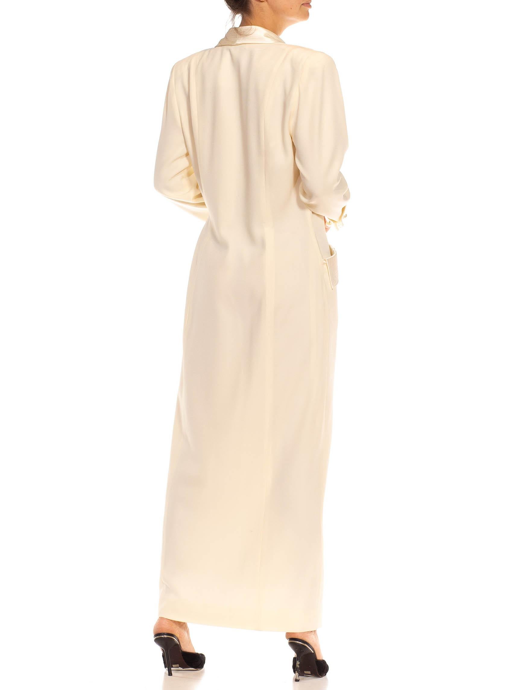 1980S Cream Polyester Glam Dress For Sale 3