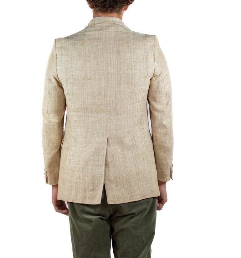 Men's 1980S Cream Raw Silk Men