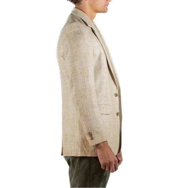 1980S Cream Raw Silk Men