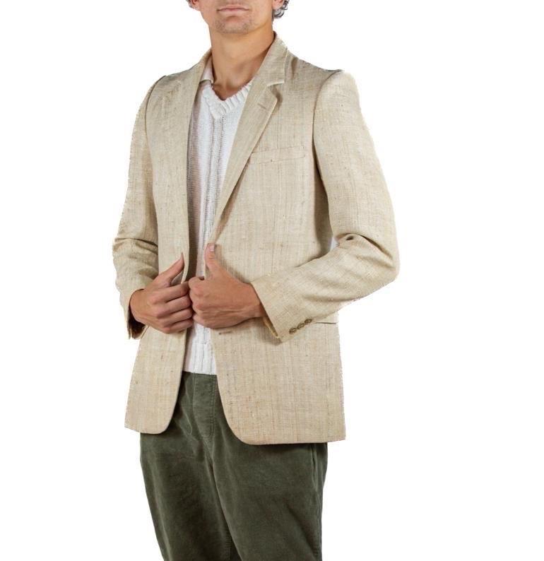 1980S Cream Raw Silk Men