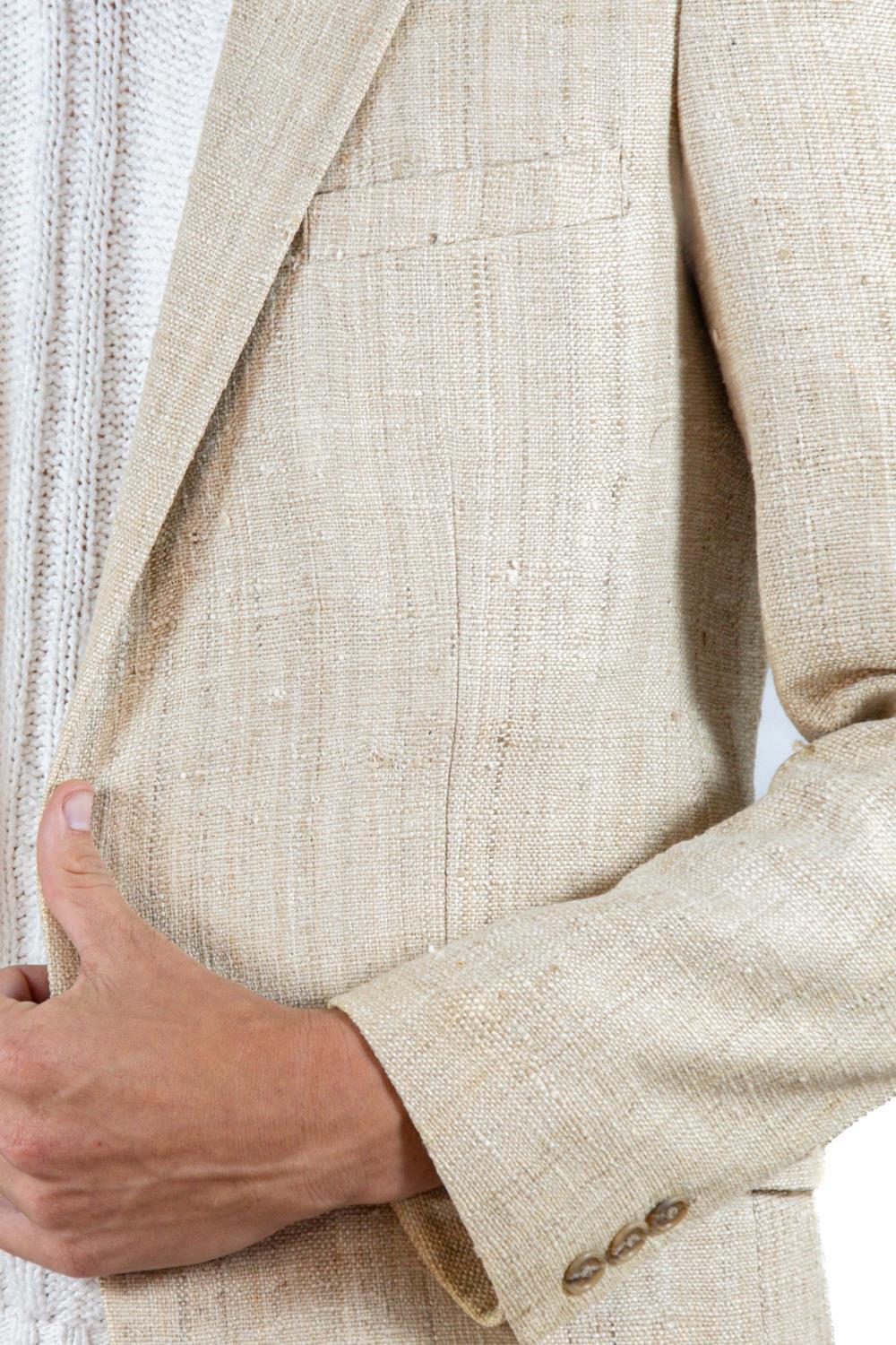 1980S Cream Raw Silk Men