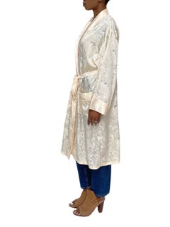 1980S Cream Silk Jacquard Robe