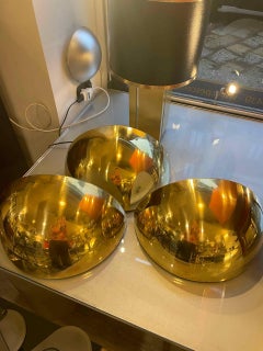 1980s Crescent-Shaped Brass Wall Lamps