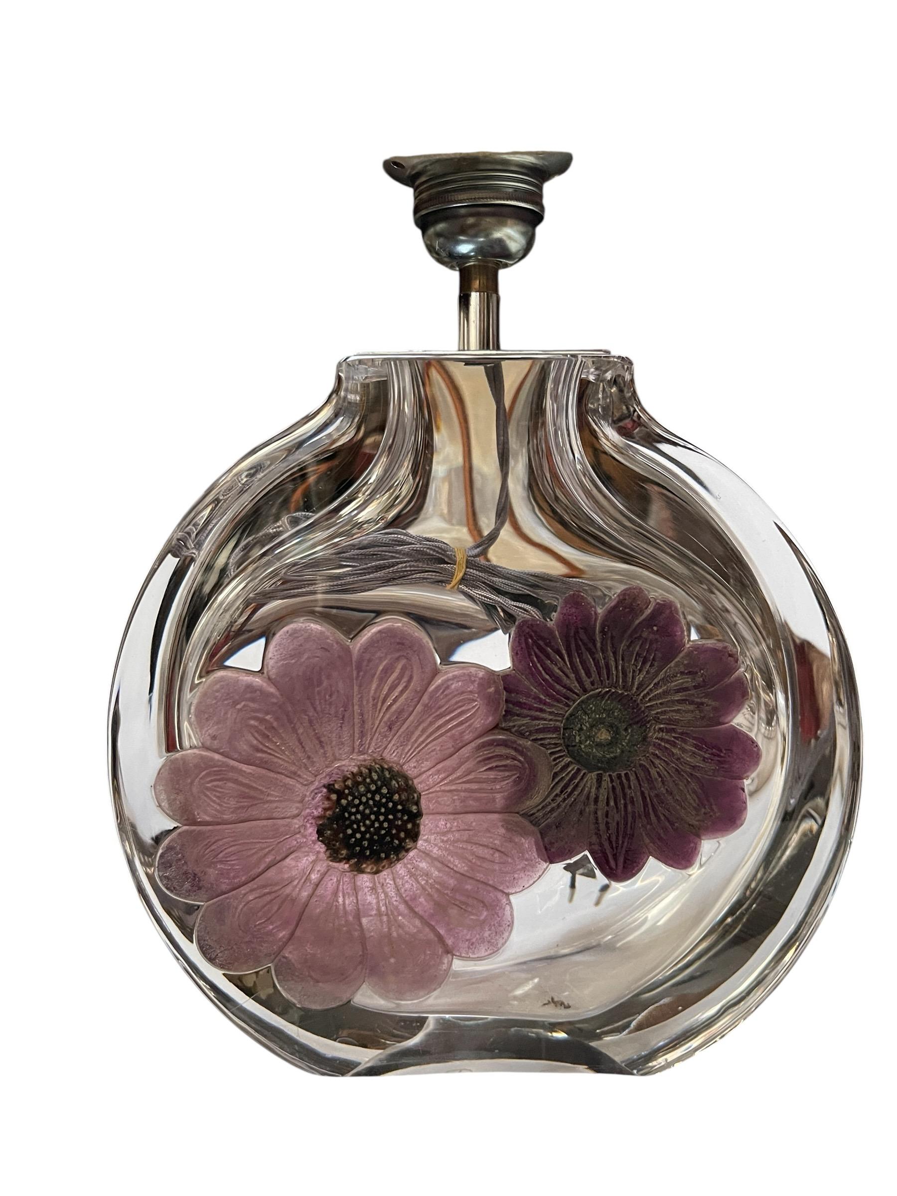 Cristal Lampe en cristal des années 1980 par Daum France en vente