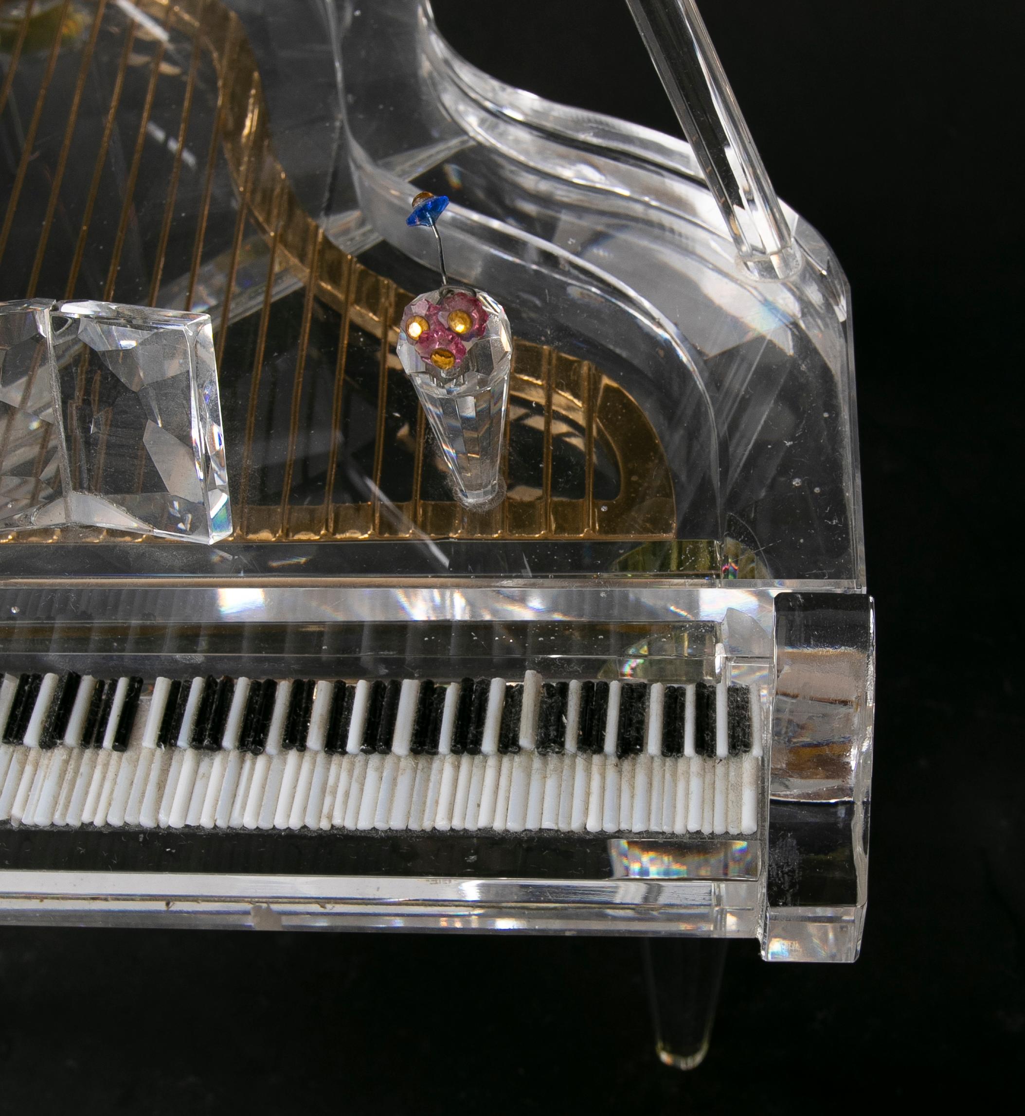 1980s Crystal Sculpture of Piano with Metal Parts  For Sale 4