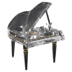 Escultura de cristal de piano de los años 80 con partes metálicas