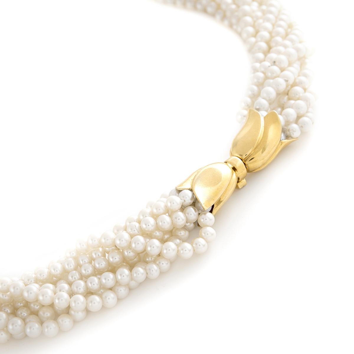 Perle Collier Sautoir en or jaune 18 carats et perles de culture des années 1980 en vente