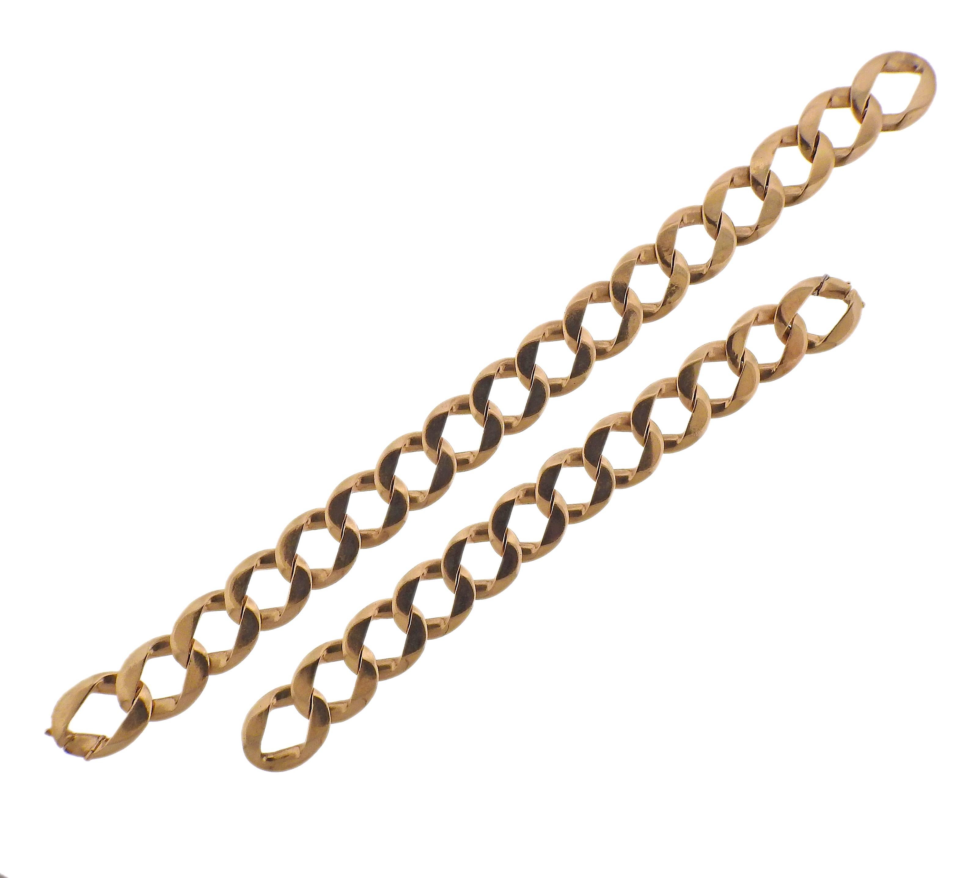 Women's 1980s Curb Link Gold Necklace Bracelet Set