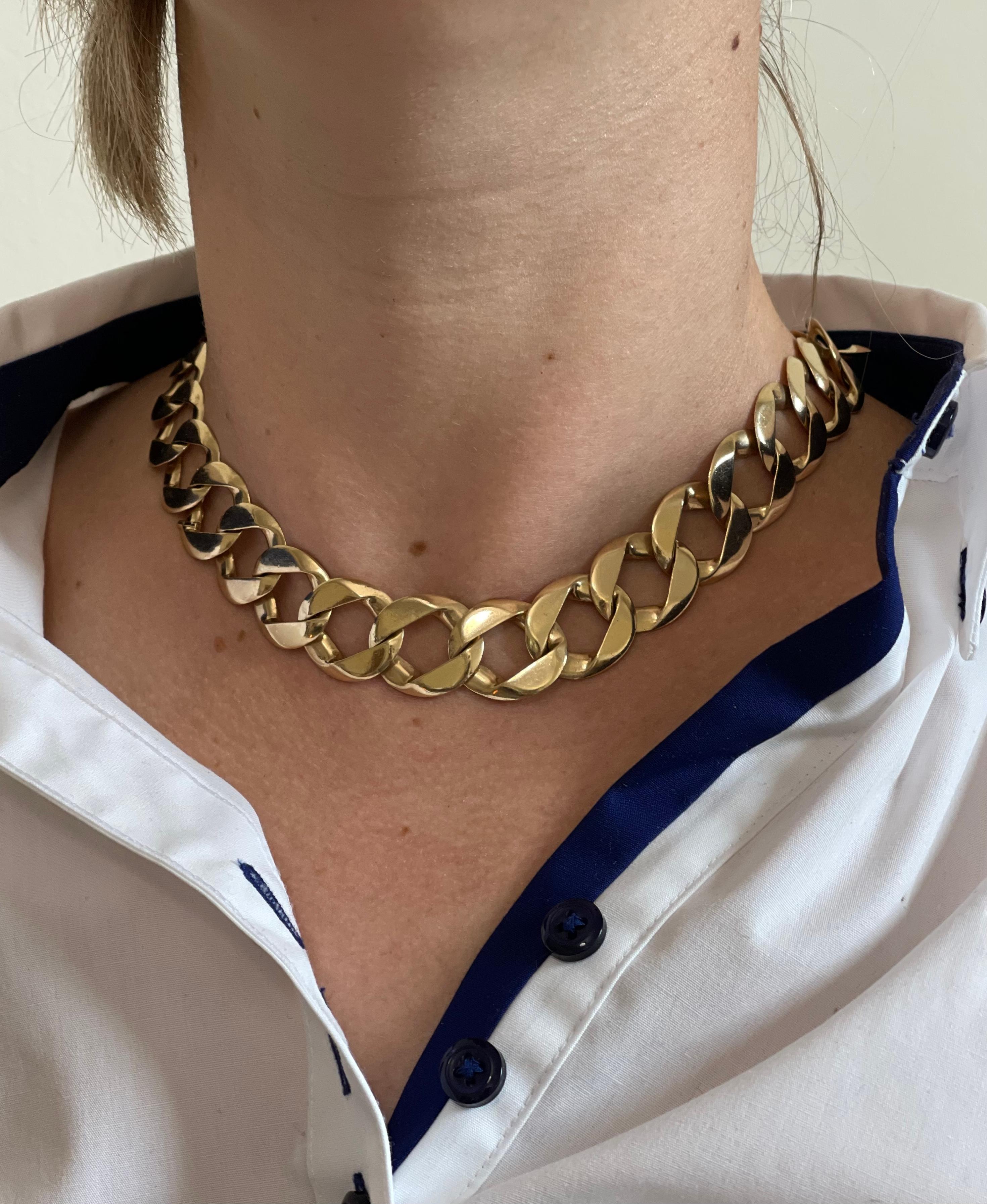 1980s Curb Link Gold Necklace Bracelet Set 3
