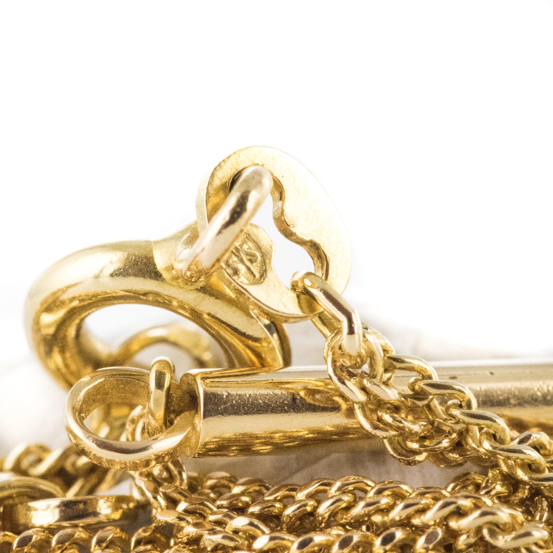1980s Curb Mesh and Sticks 18 Karat Yellow Gold Double Chain 5