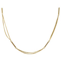 1980s Curb Mesh and Sticks 18 Karat Yellow Gold Double Chain