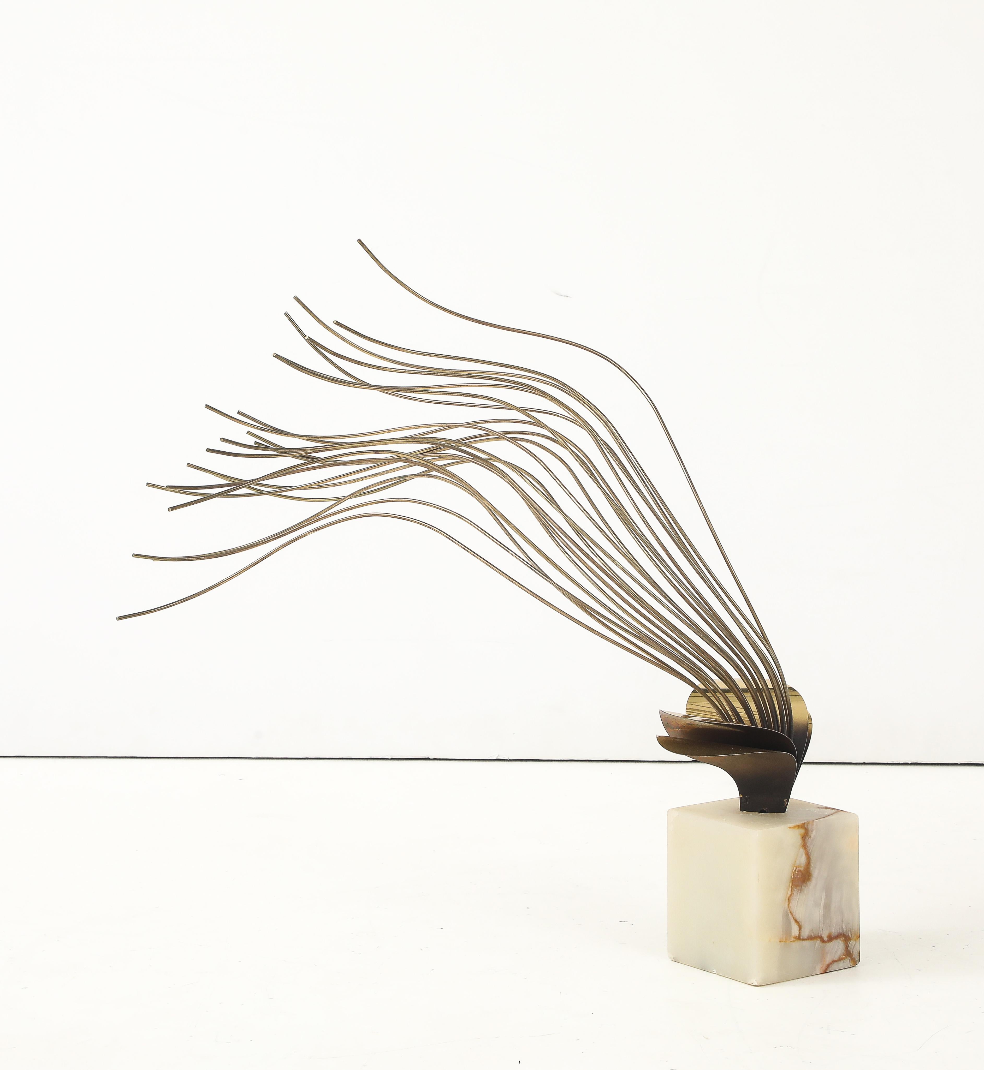 Escultura de mesa de latón y ónice Curtis Jere, años 80 en venta 3