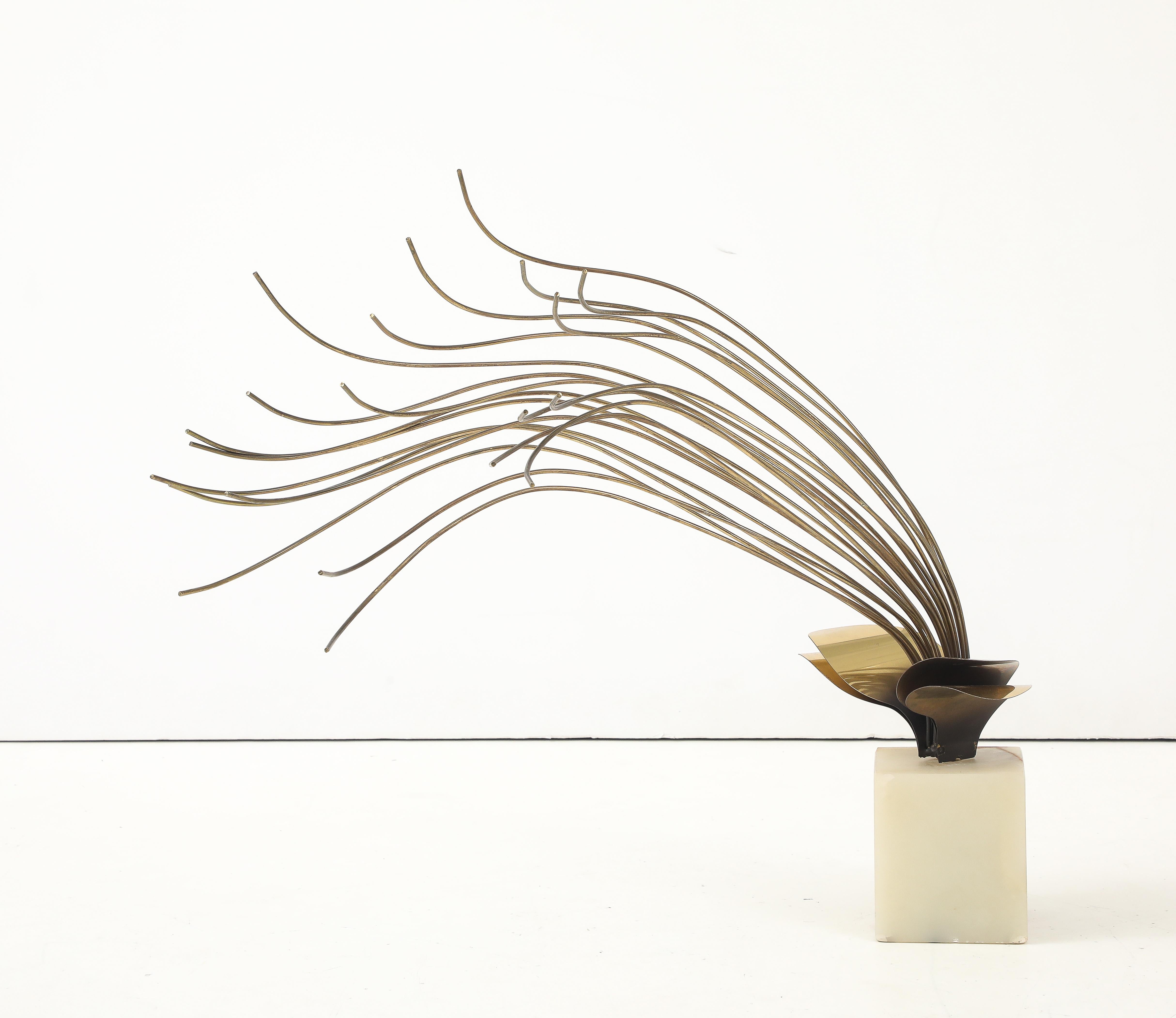 Escultura de mesa de latón y ónice Curtis Jere, años 80 en venta 5