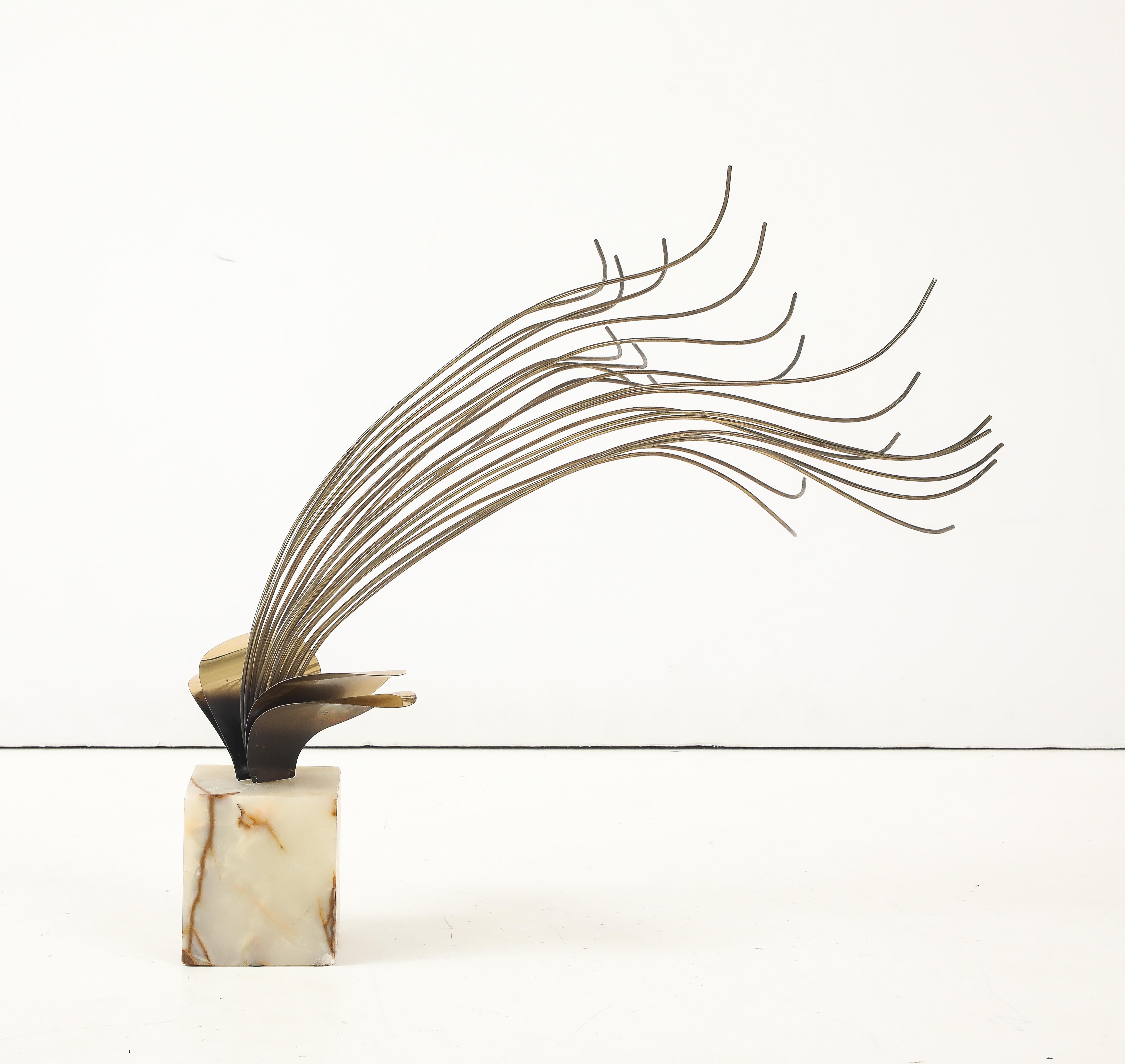 Escultura de mesa de latón y ónice Curtis Jere, años 80 en venta 6