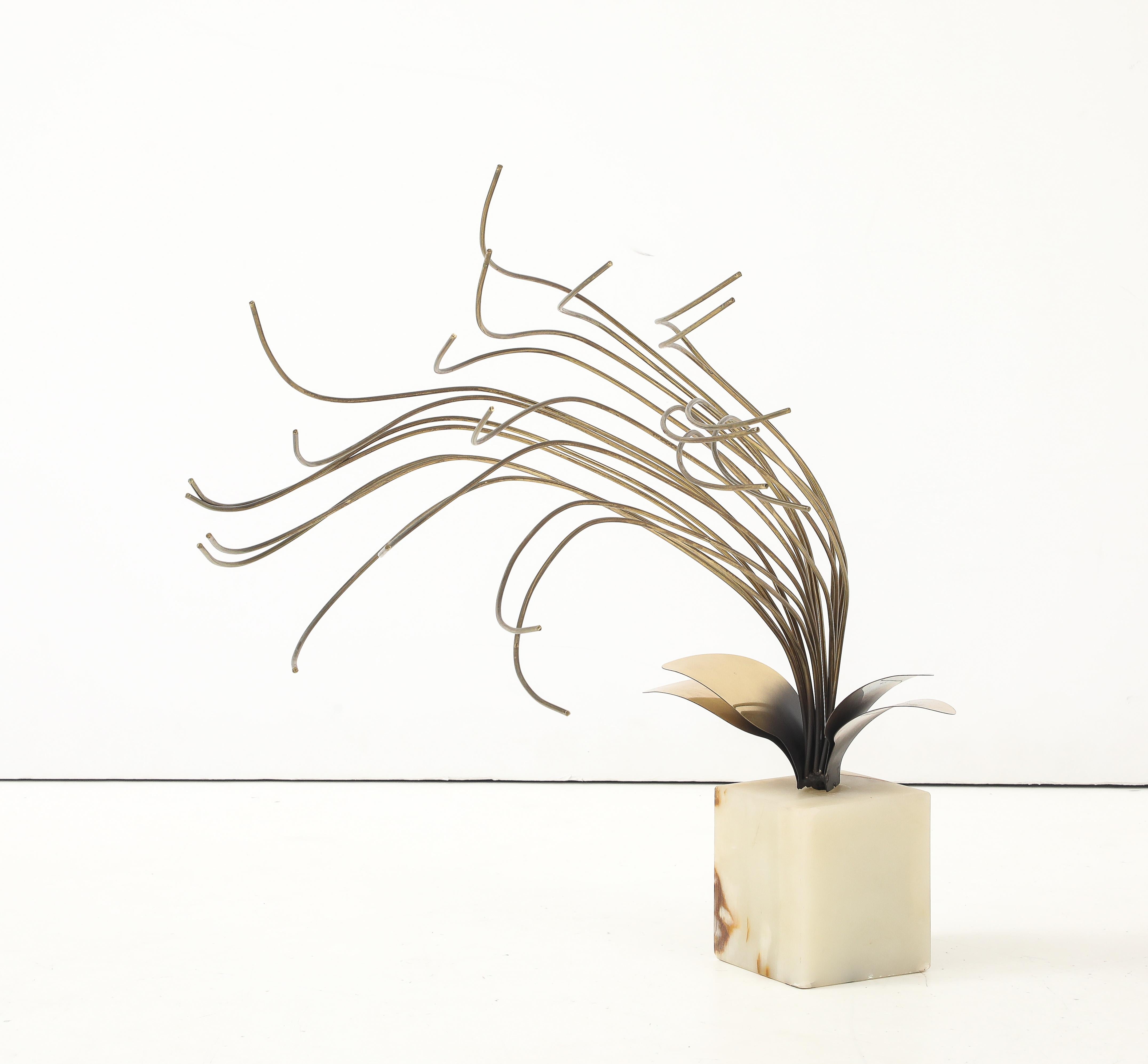 Escultura de mesa de latón y ónice Curtis Jere, años 80 en venta 7