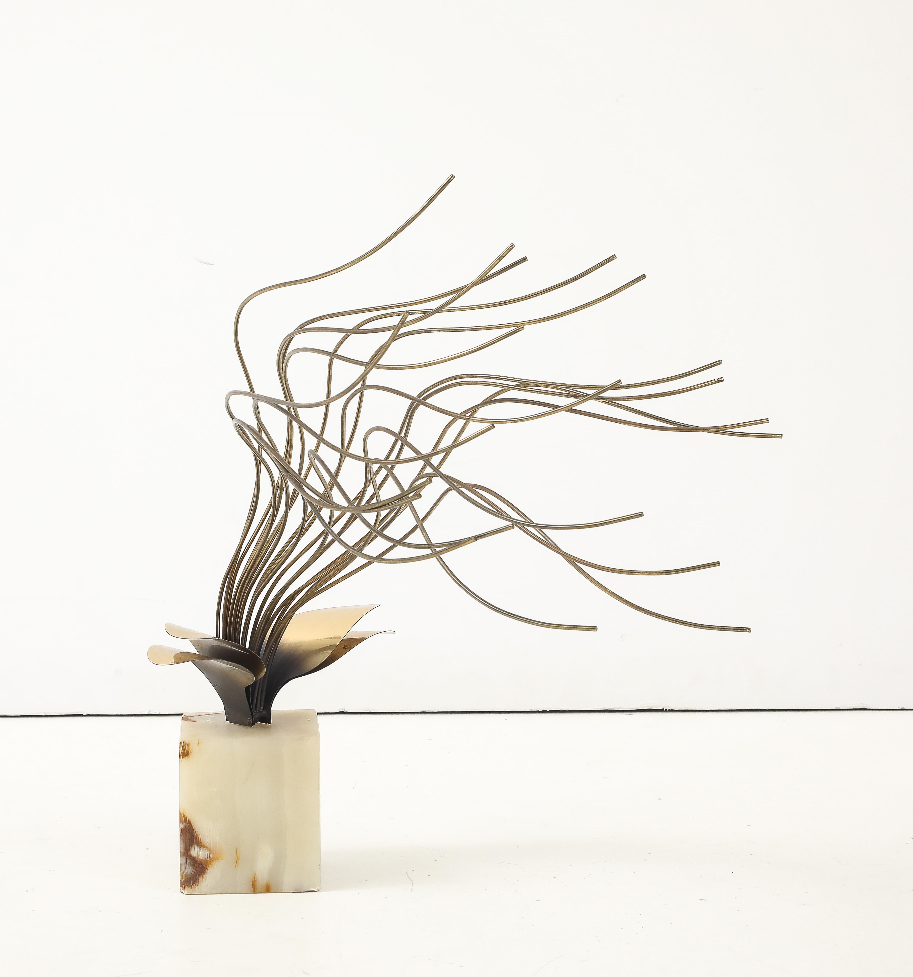 Escultura de mesa de latón y ónice Curtis Jere, años 80 en venta 9