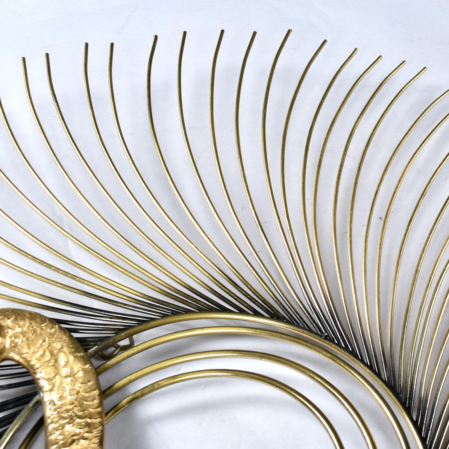 Fin du 20e siècle 1980 Curtis Jere Brass Fanned Peacock Bird Gold Colored Wall Sculpture