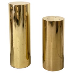 1980 Curtis Jere Round Brass Display Pedestals - a Set