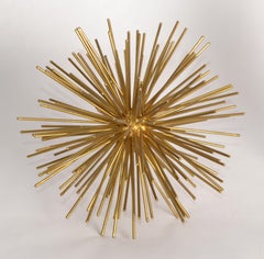 1980s Curtis Jere Style Starburst Pom Pom Sea Urchin Brass Plate Metal Sculpture