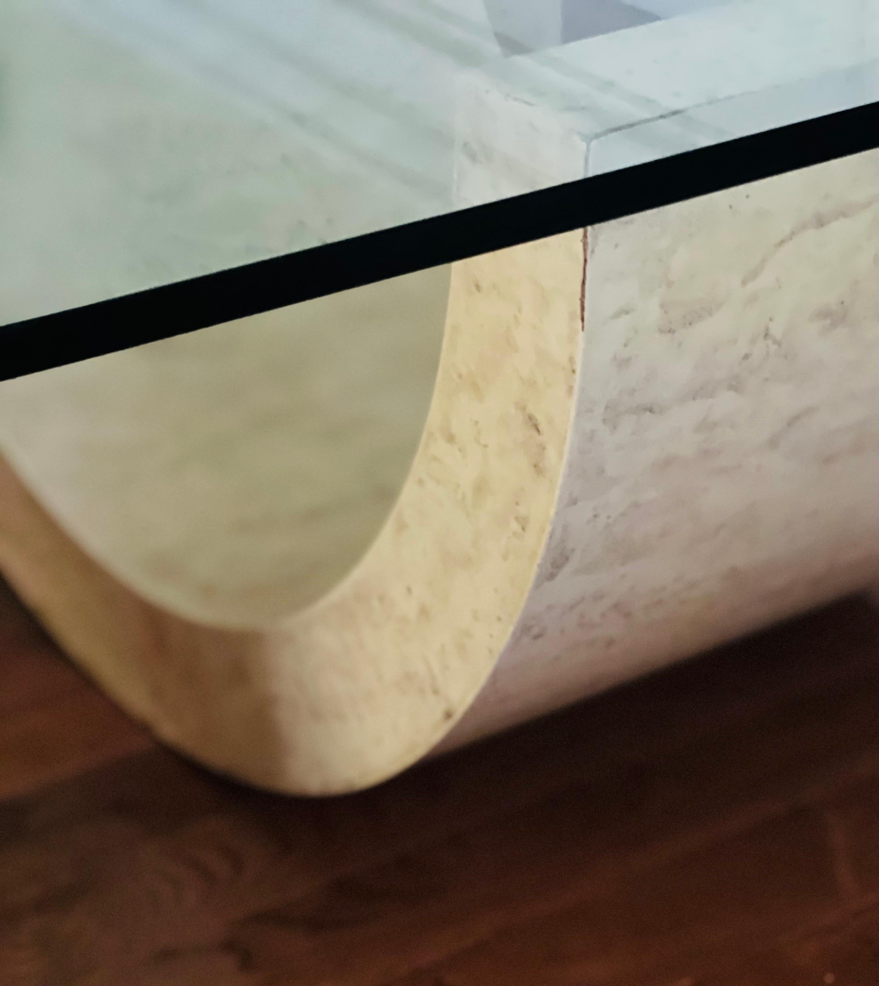 1980's Custom Faux Stone Sculptural Base Coffee Table For Sale 1