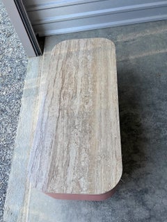 1980’s Custom Postmodern Pink Base with Travertine Top Coffee Table