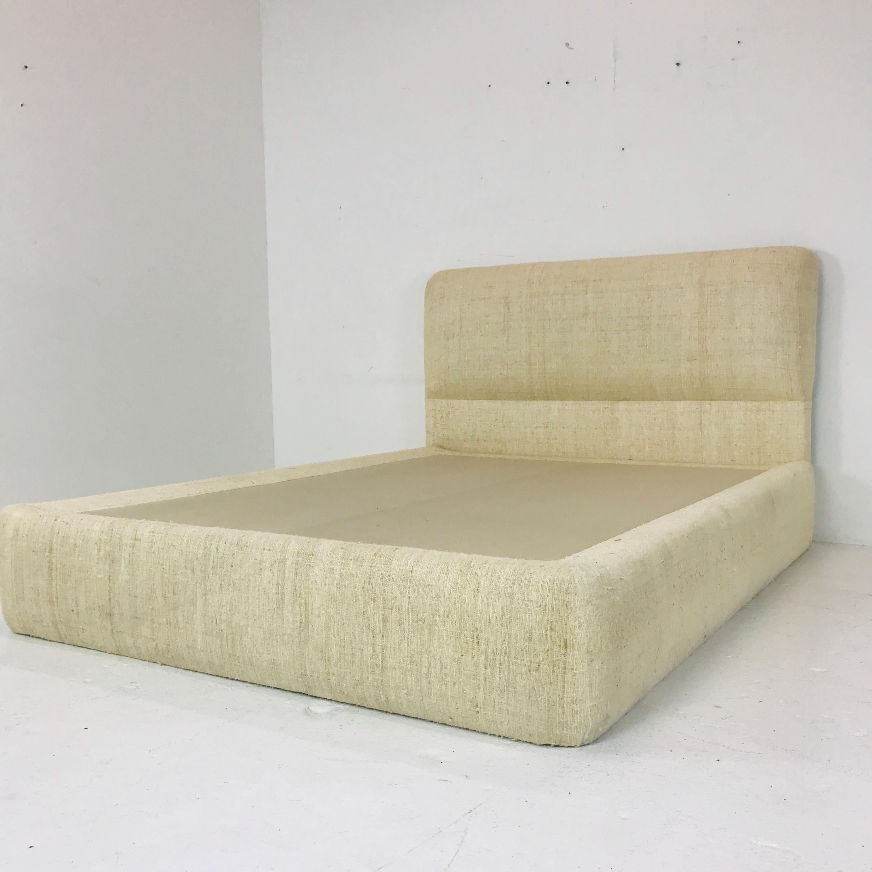 Fabric 1980s Custom Queen Platform Bed