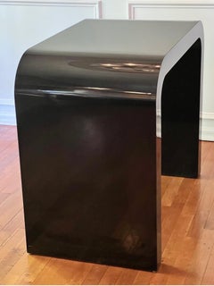 1980's Custom Waterfall Black Lacquer Console Table