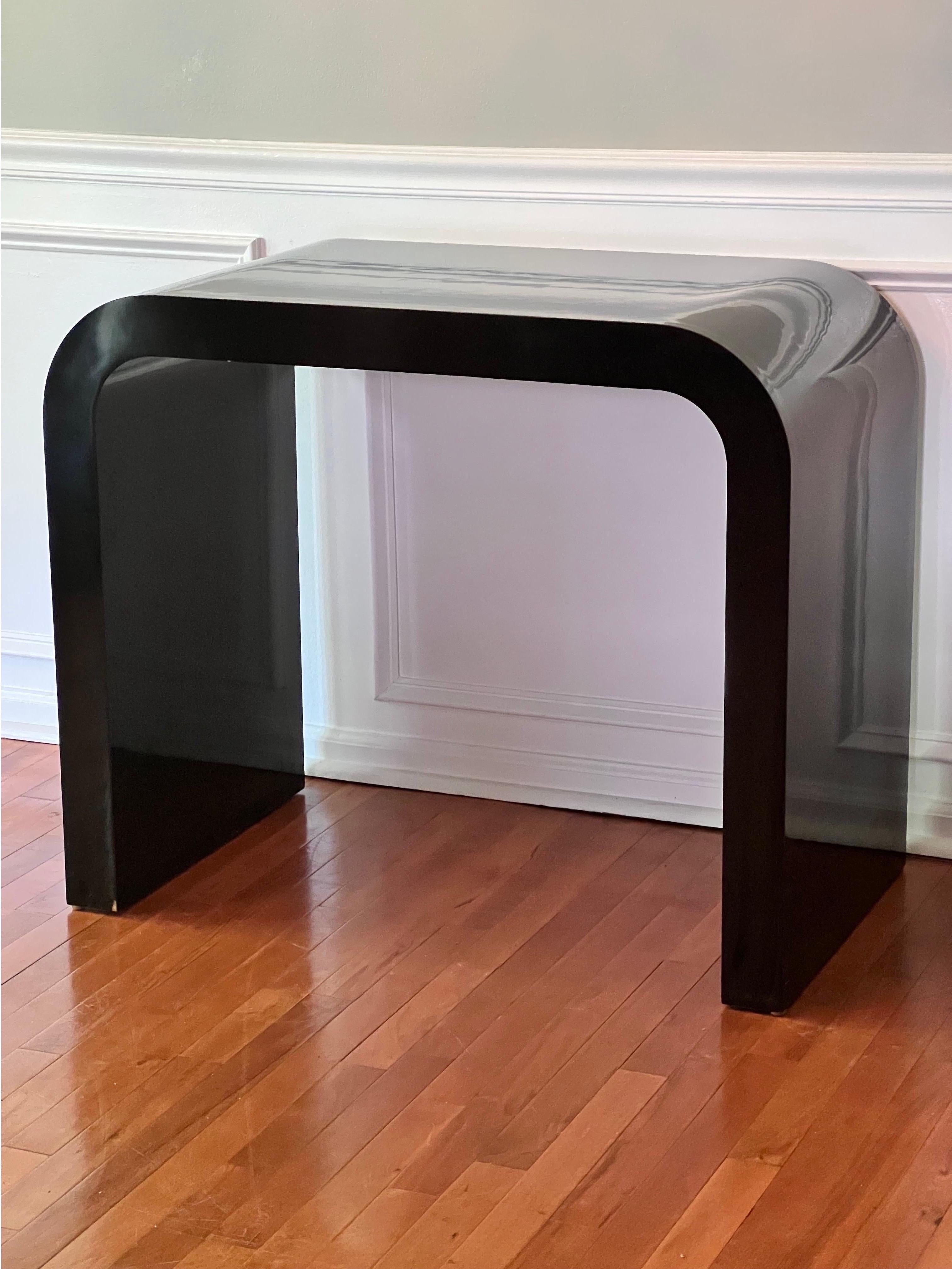 20th Century 1980's Custom Waterfall Black Lacquer Console Table