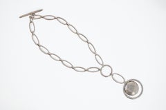 1980s Cyclope Paris Chain Toggle Necklace with Hammered Pendant, Signed